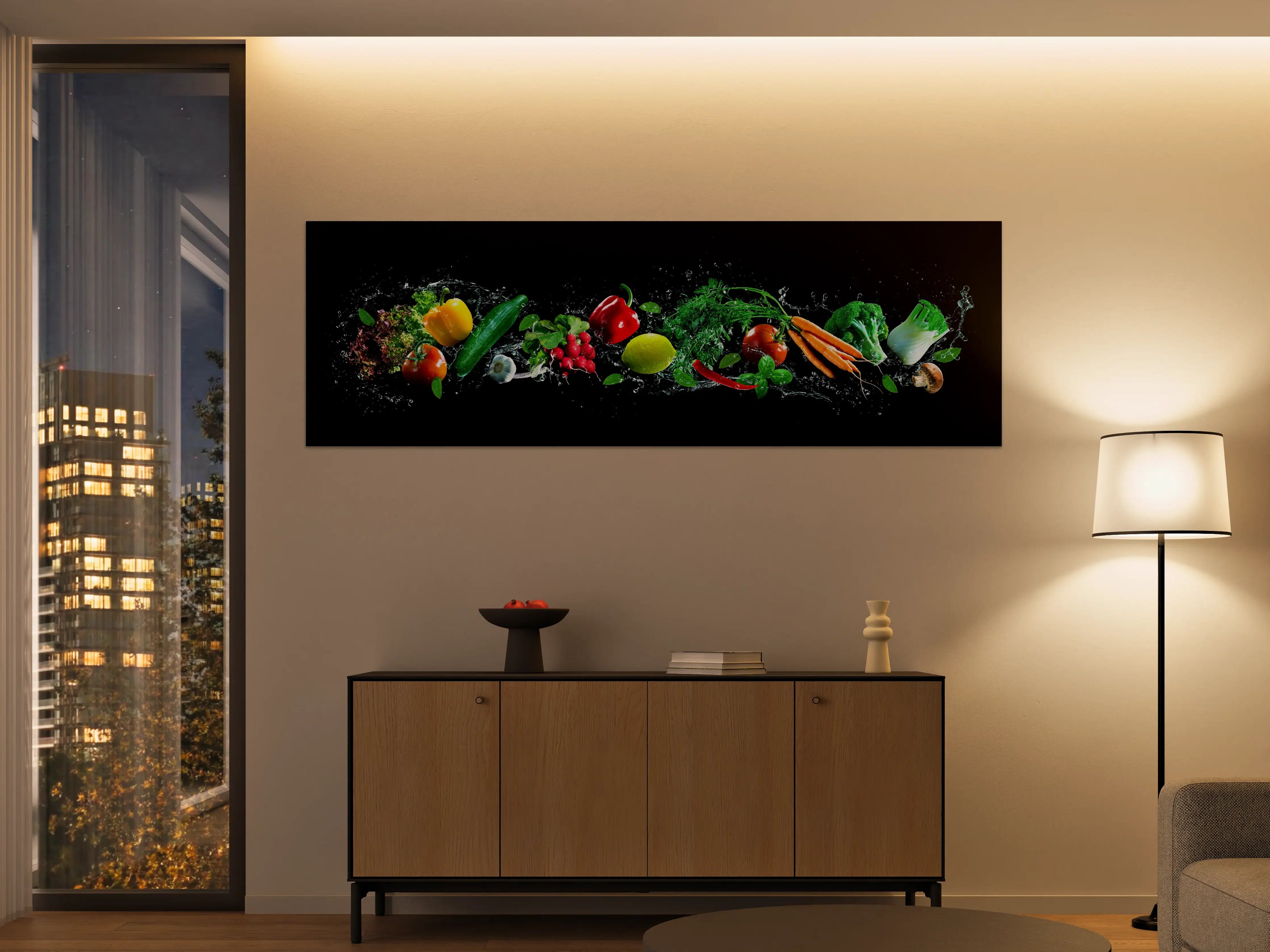 Große Wandbilder - Buntes Obst auf schwarzem Hintergrund