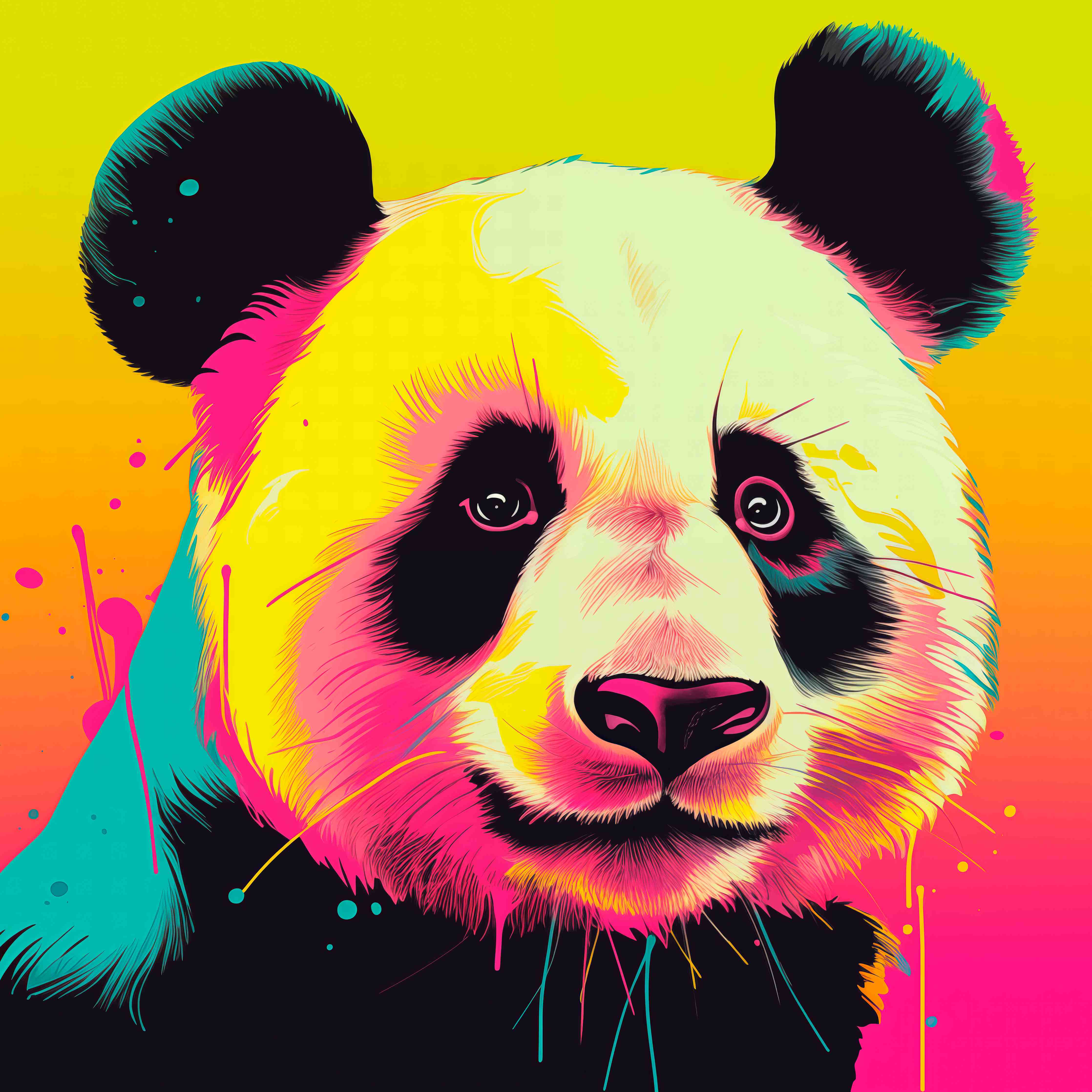 Große Wandbilder-Buntes Panda-Porträt in Pop-Art-Optik