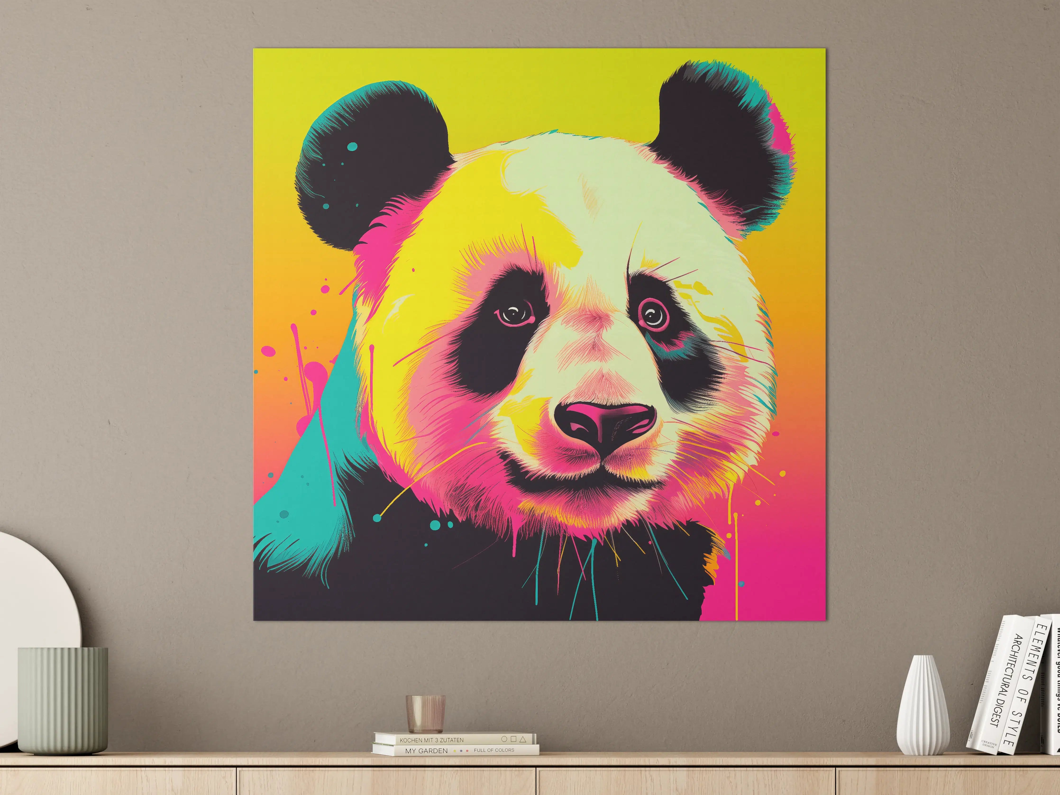 Große Wandbilder - Buntes Panda-Porträt in Pop-Art-Optik
