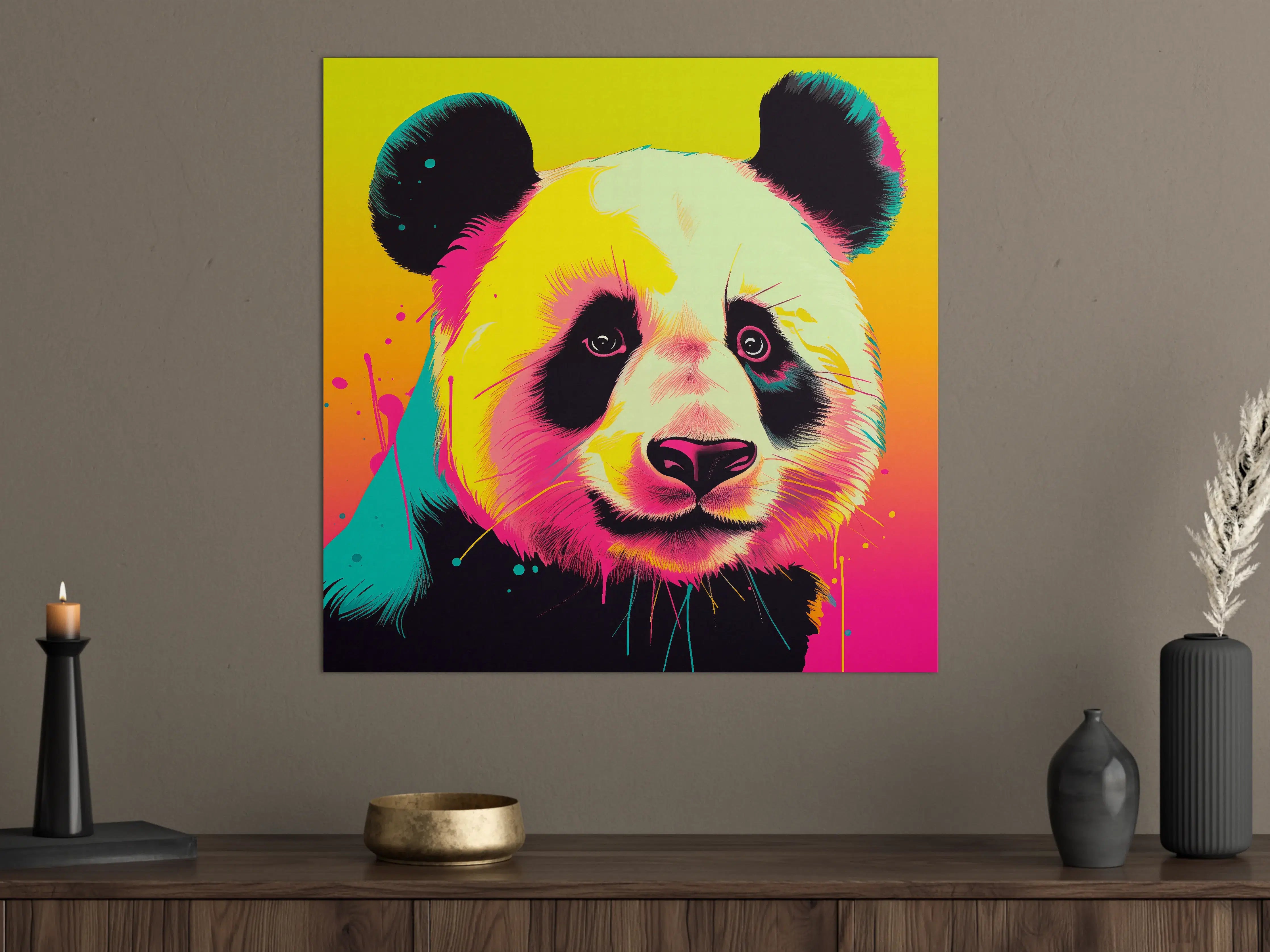 Große Wandbilder - Buntes Panda-Porträt in Pop-Art-Optik