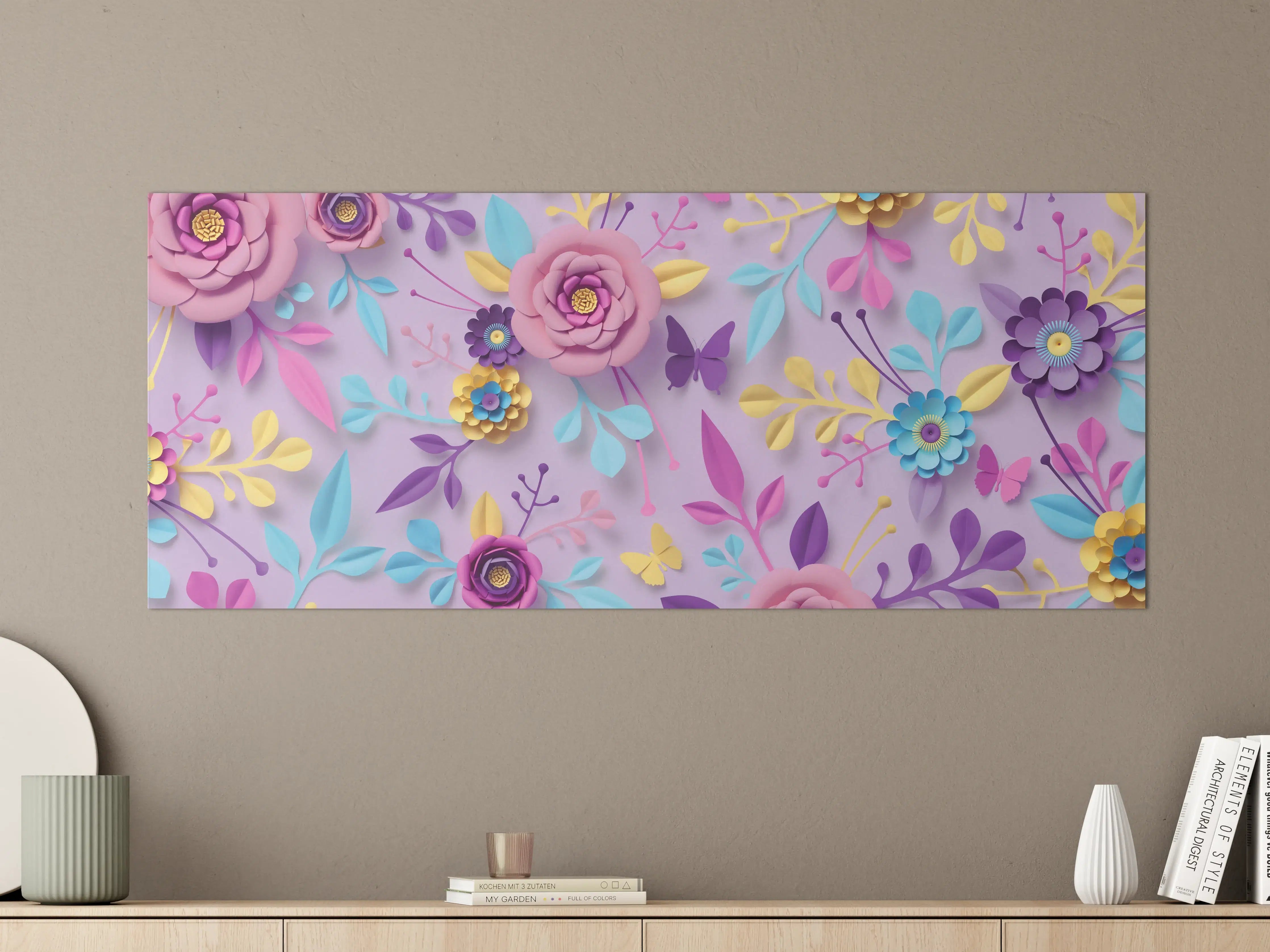 Große Wandbilder - Buntes Papierblumen-Wandbild