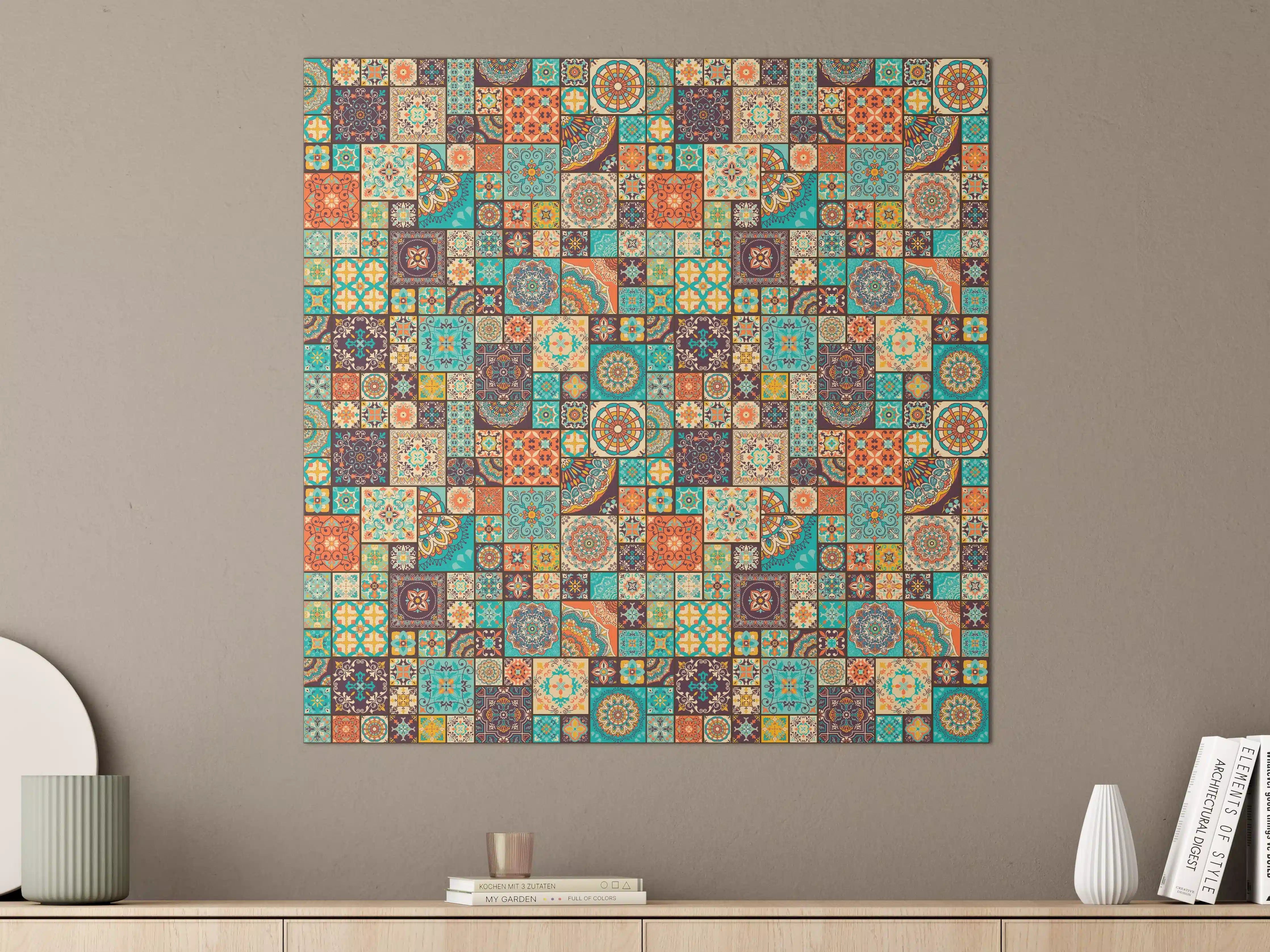 Große Wandbilder - Buntes Patchwork Fliesenmuster