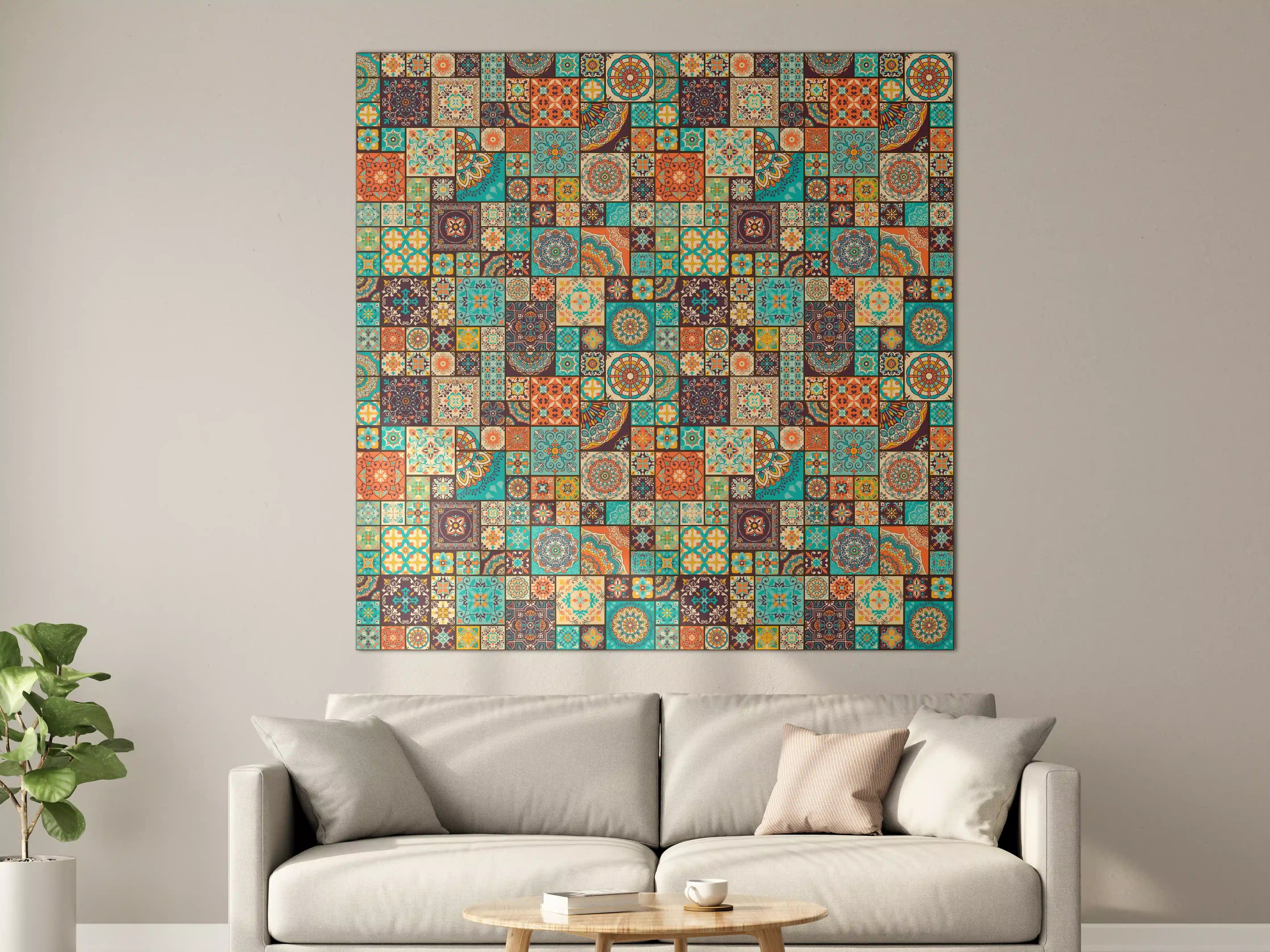 Große Wandbilder - Buntes Patchwork Fliesenmuster