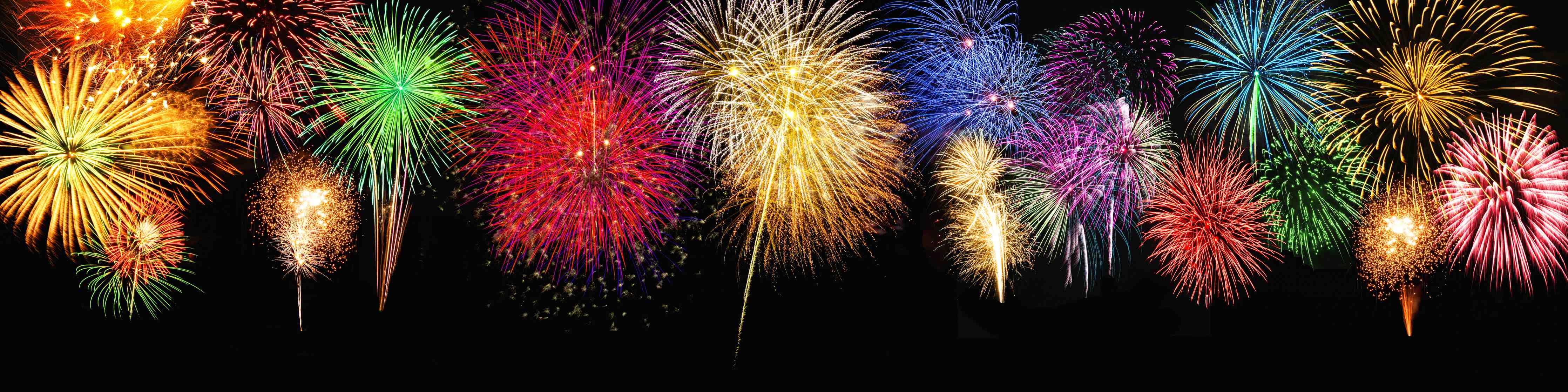 Große Wandbilder-Buntes Silvester Feuerwerk Panorama