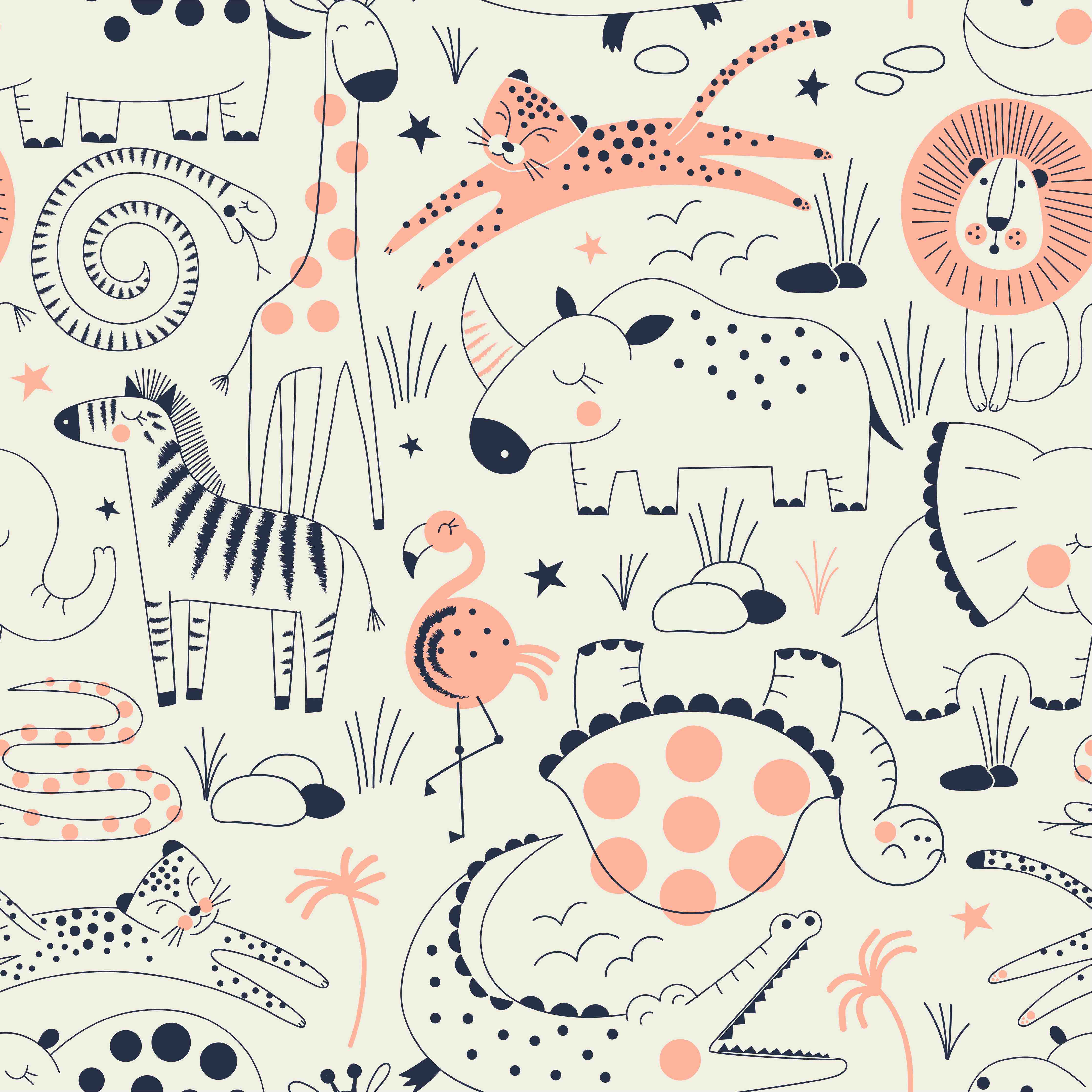 Große Wandbilder-Buntes Tiermuster Print
