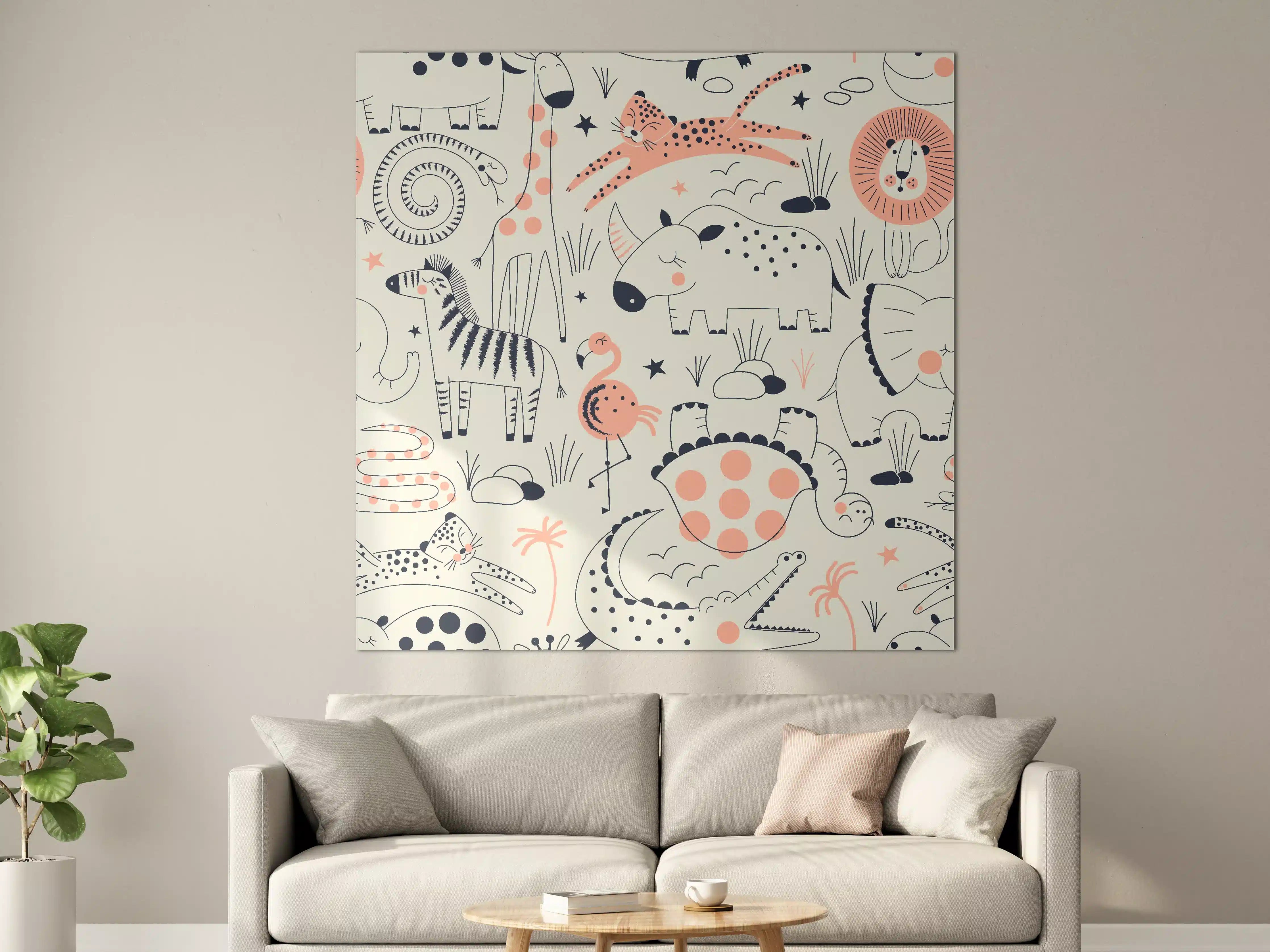 Große Wandbilder - Buntes Tiermuster Print