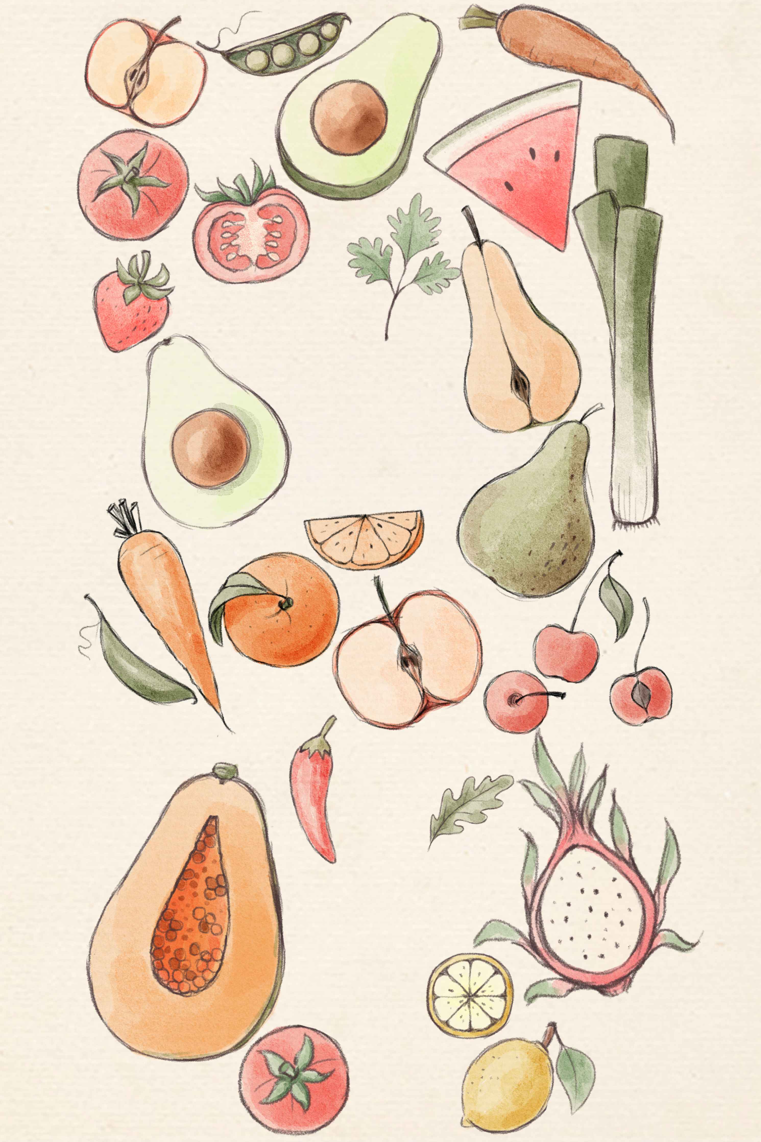 Große Wandbilder-Buntes Tropisches Früchte-Design