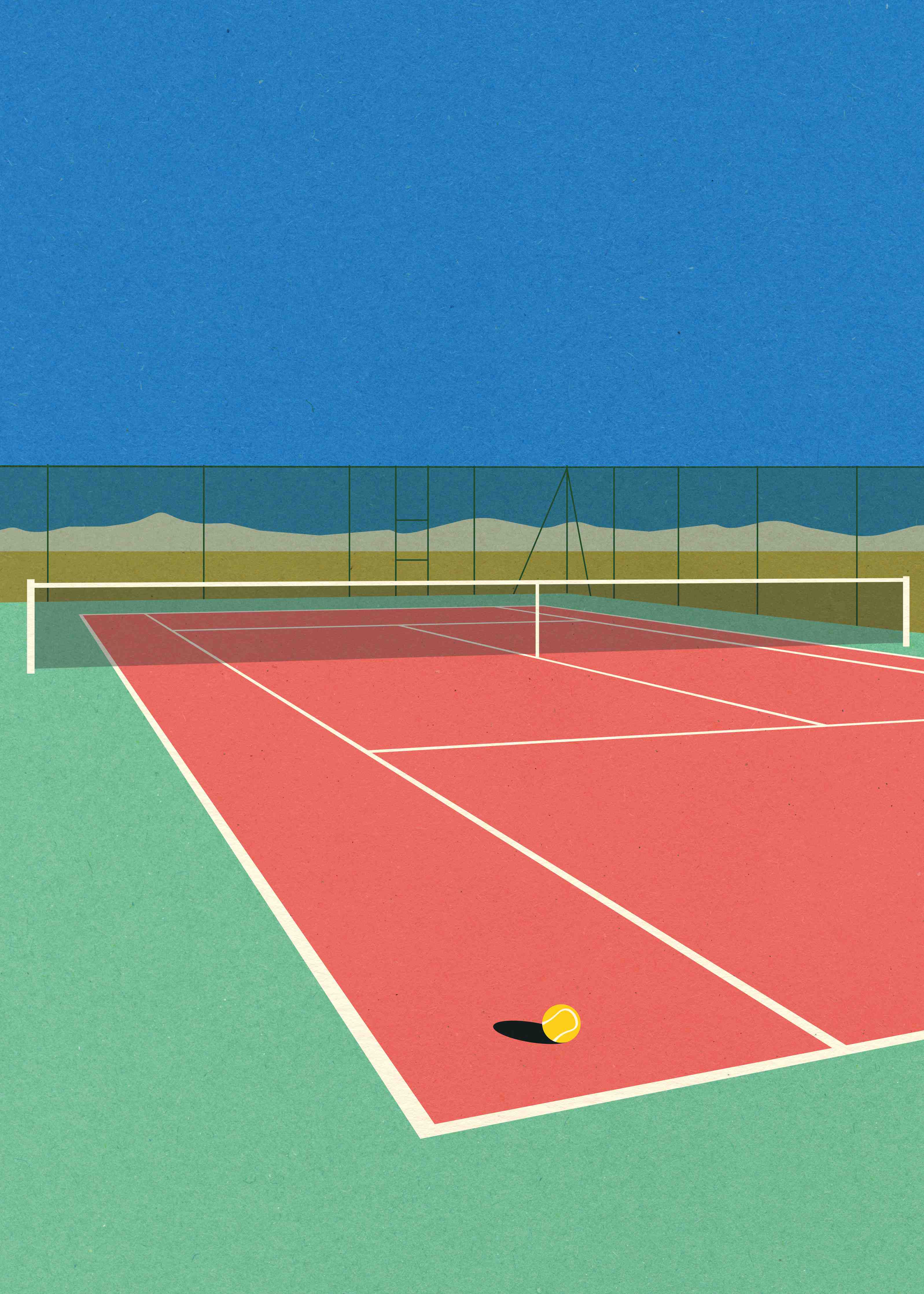 Große Wandbilder-Buntes Wüsten-Tennis-Court Papierkunst
