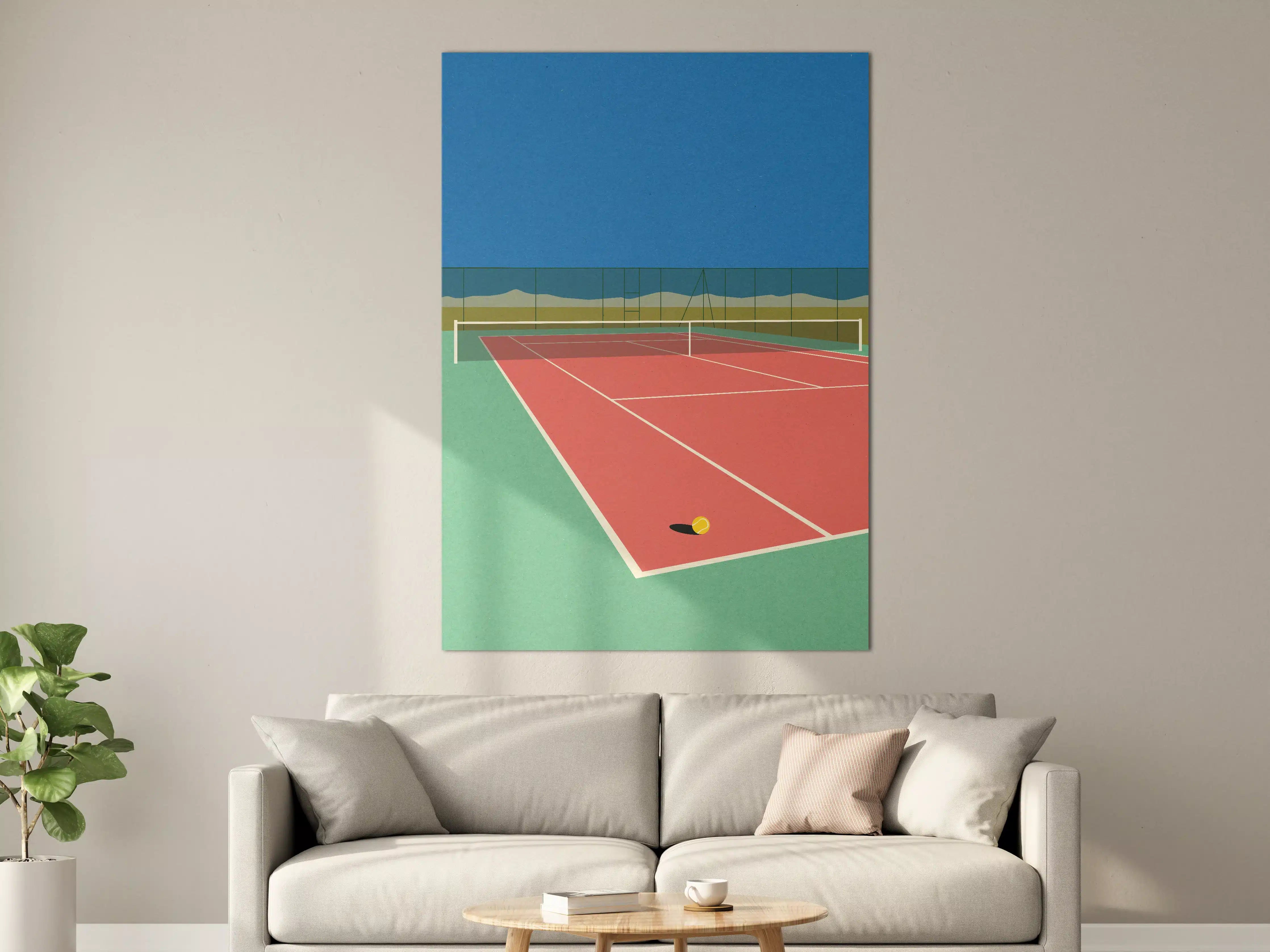 Große Wandbilder - Buntes Wüsten-Tennis-Court Papierkunst