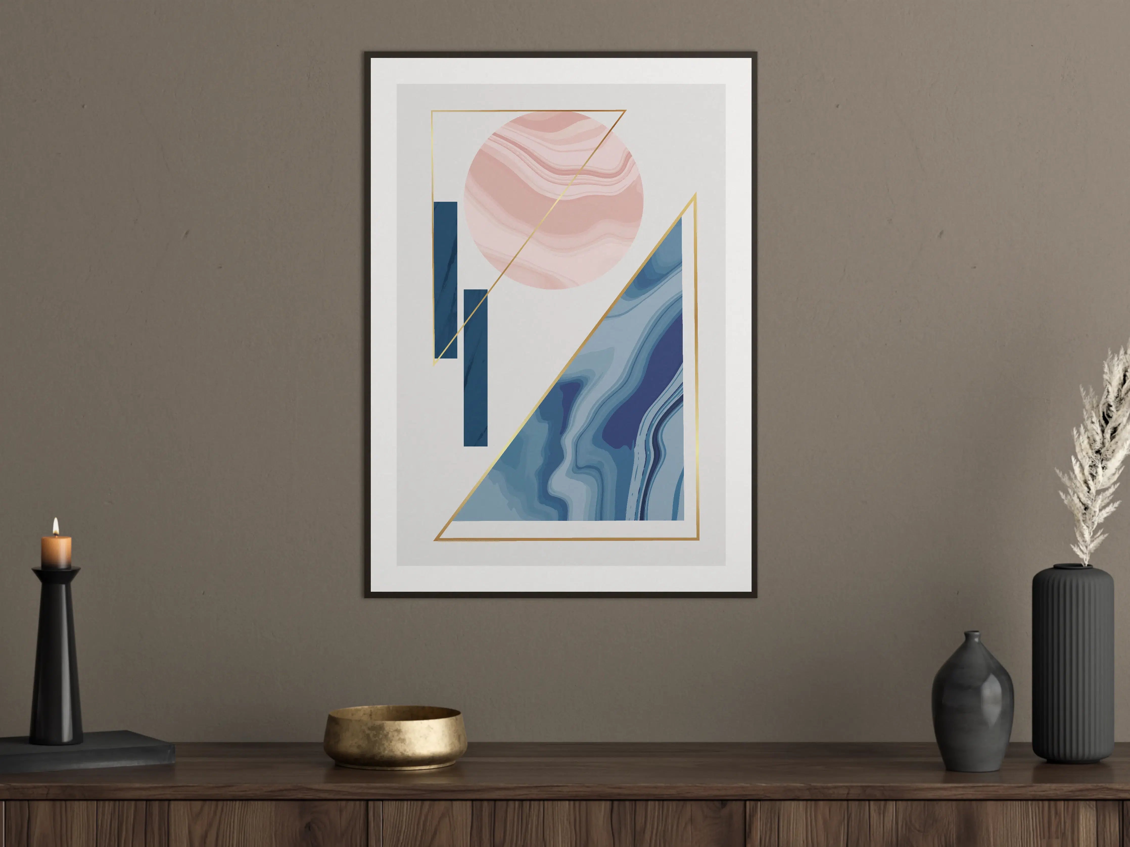 Große Wandbilder - Buntes geometrisches Wandbild mit Farbschiedfe