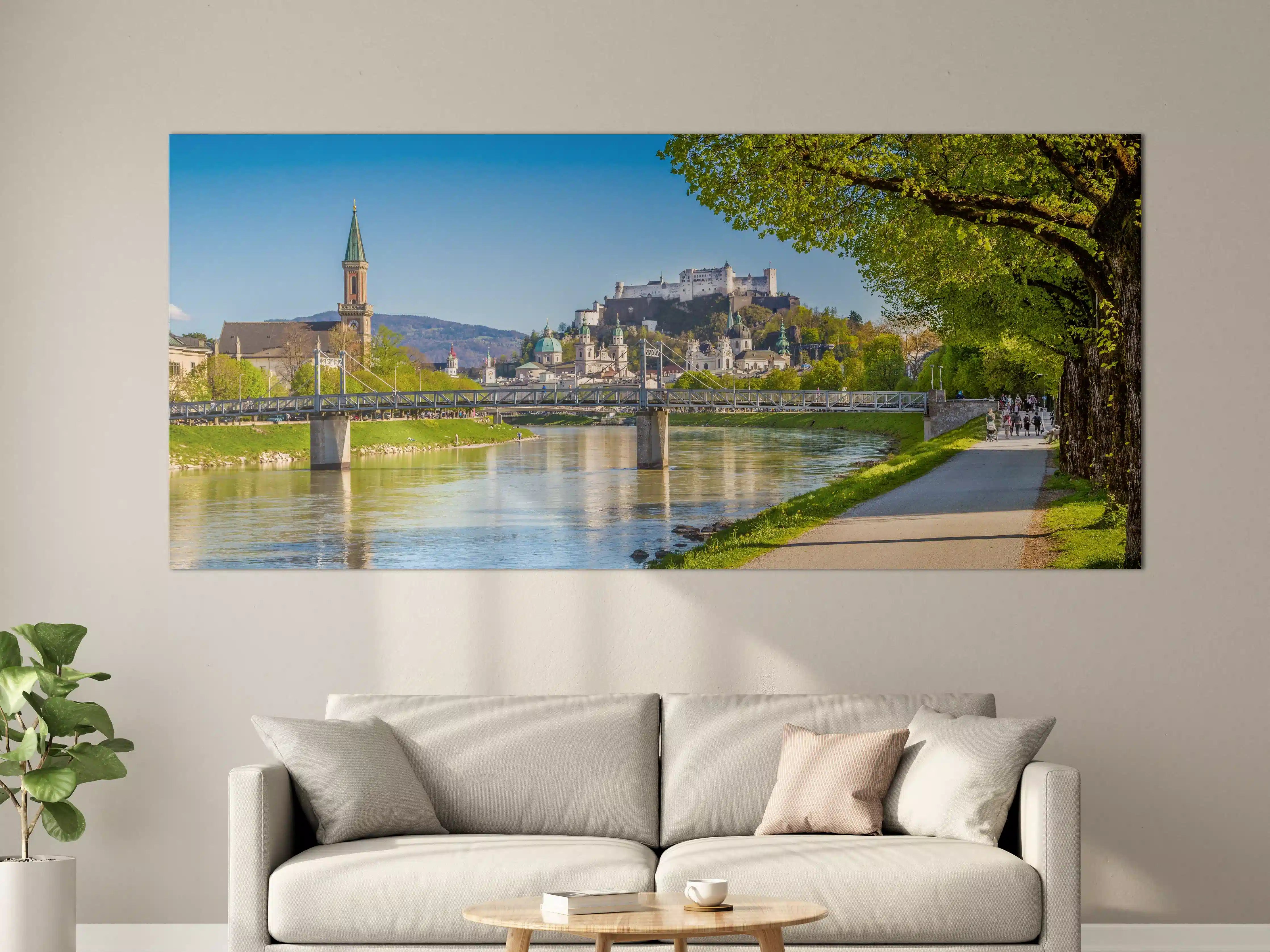 Große Wandbilder - Burg und Fluss bei schönem Wetter