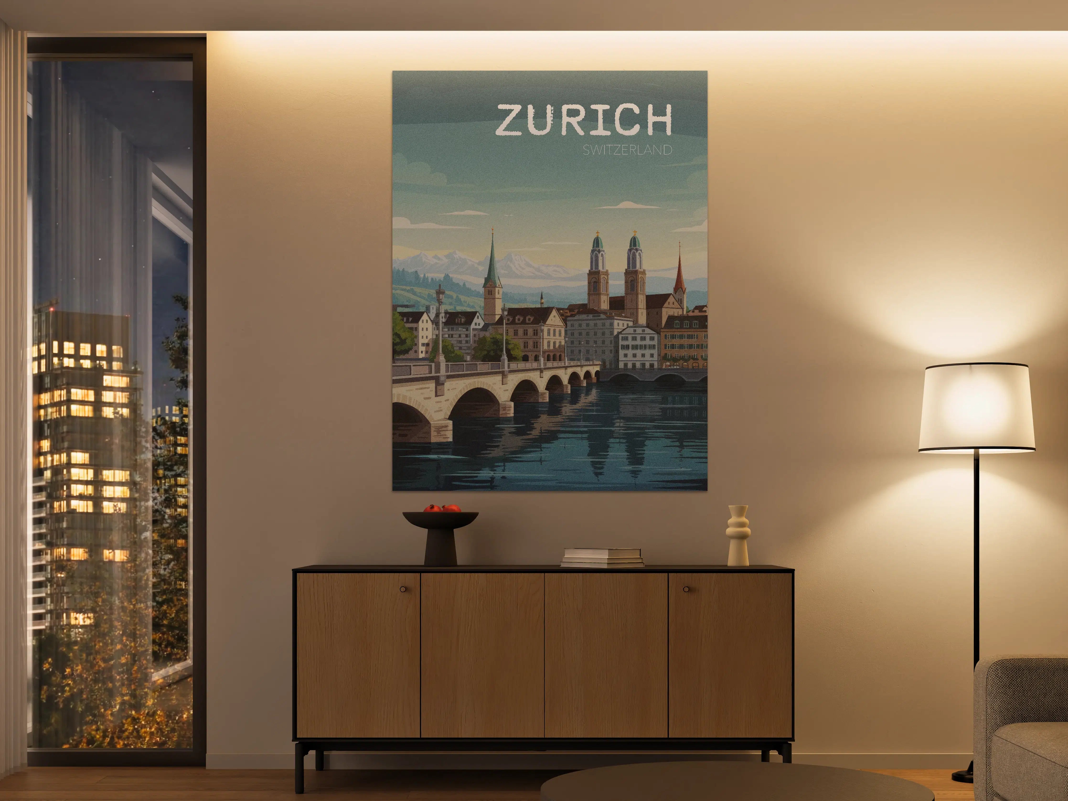 Große Wandbilder - Charmante Ansicht von Zürich bei Sonnenaufgang