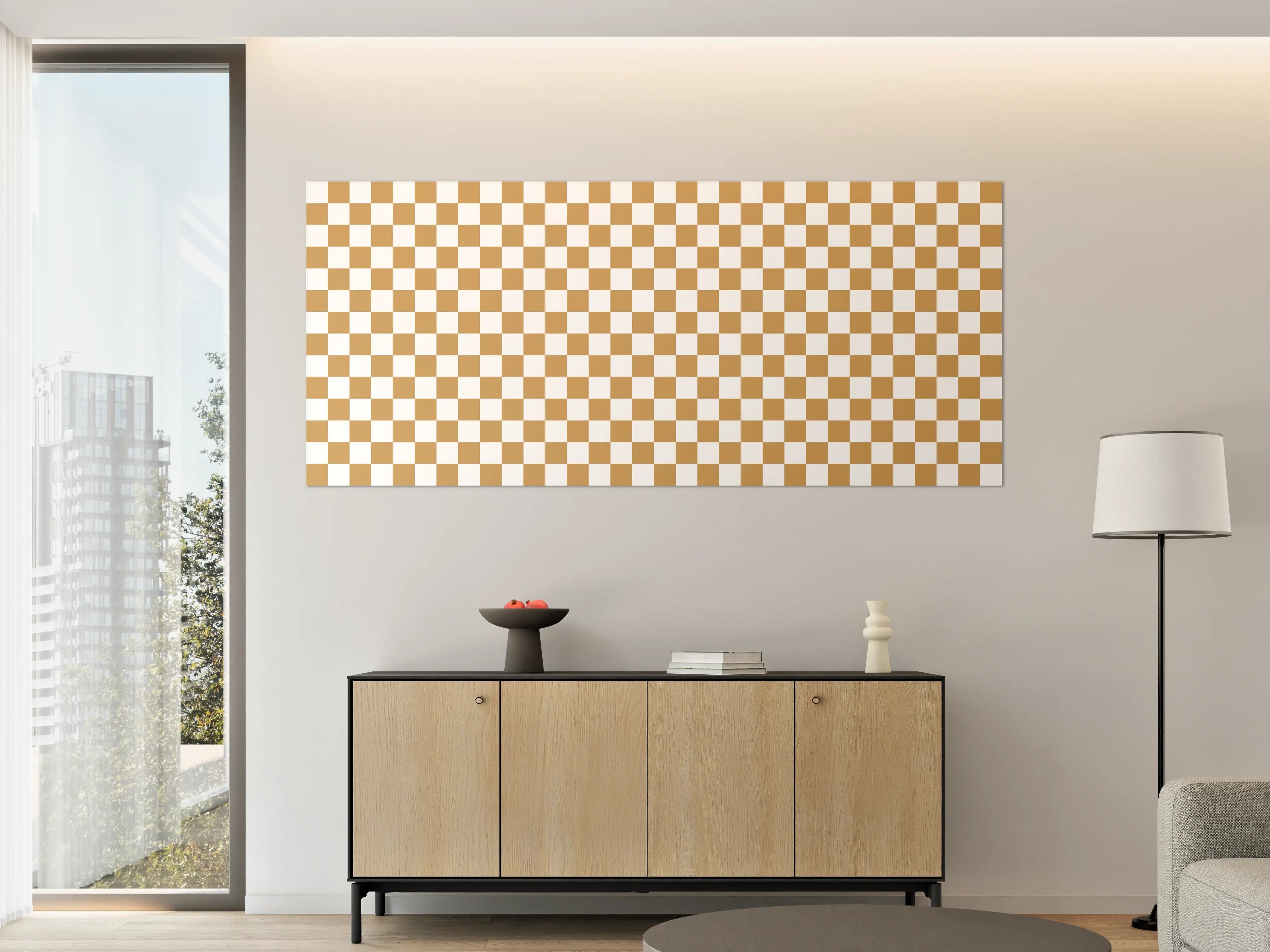 Große Wandbilder - Checkered Brown and Beige Pattern