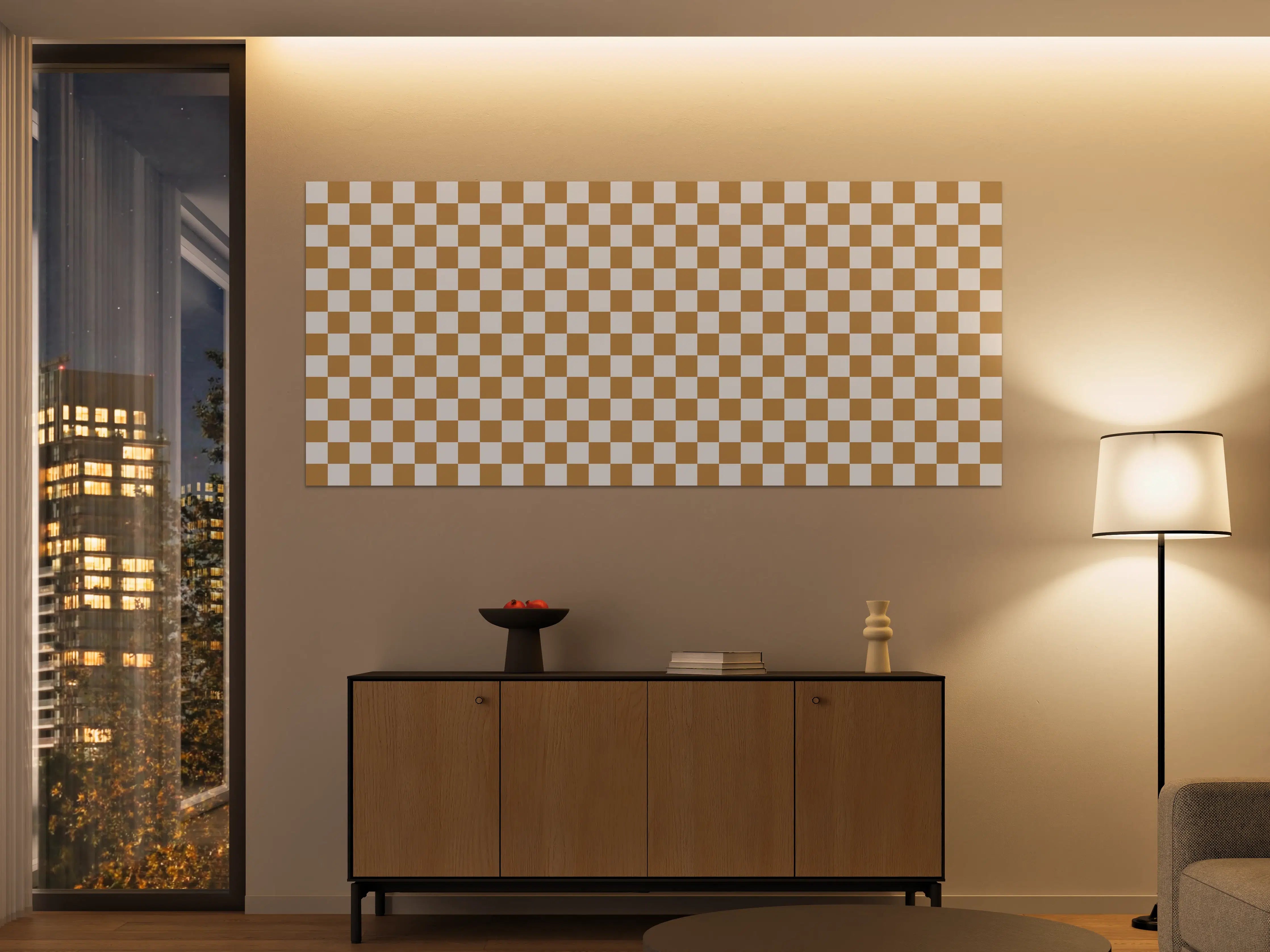 Große Wandbilder - Checkered Brown and Beige Pattern