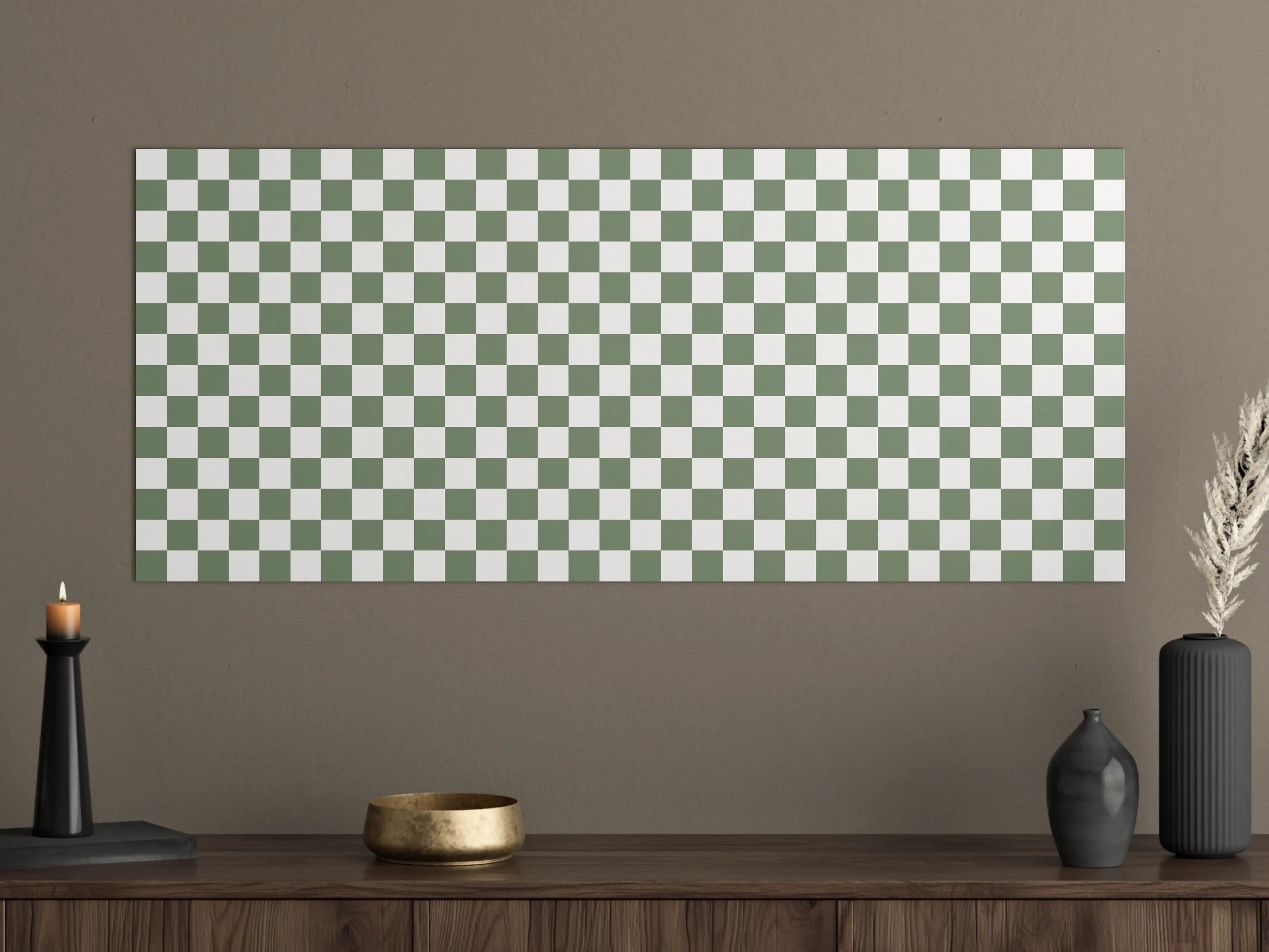 Große Wandbilder - Checkered Green and White Pattern