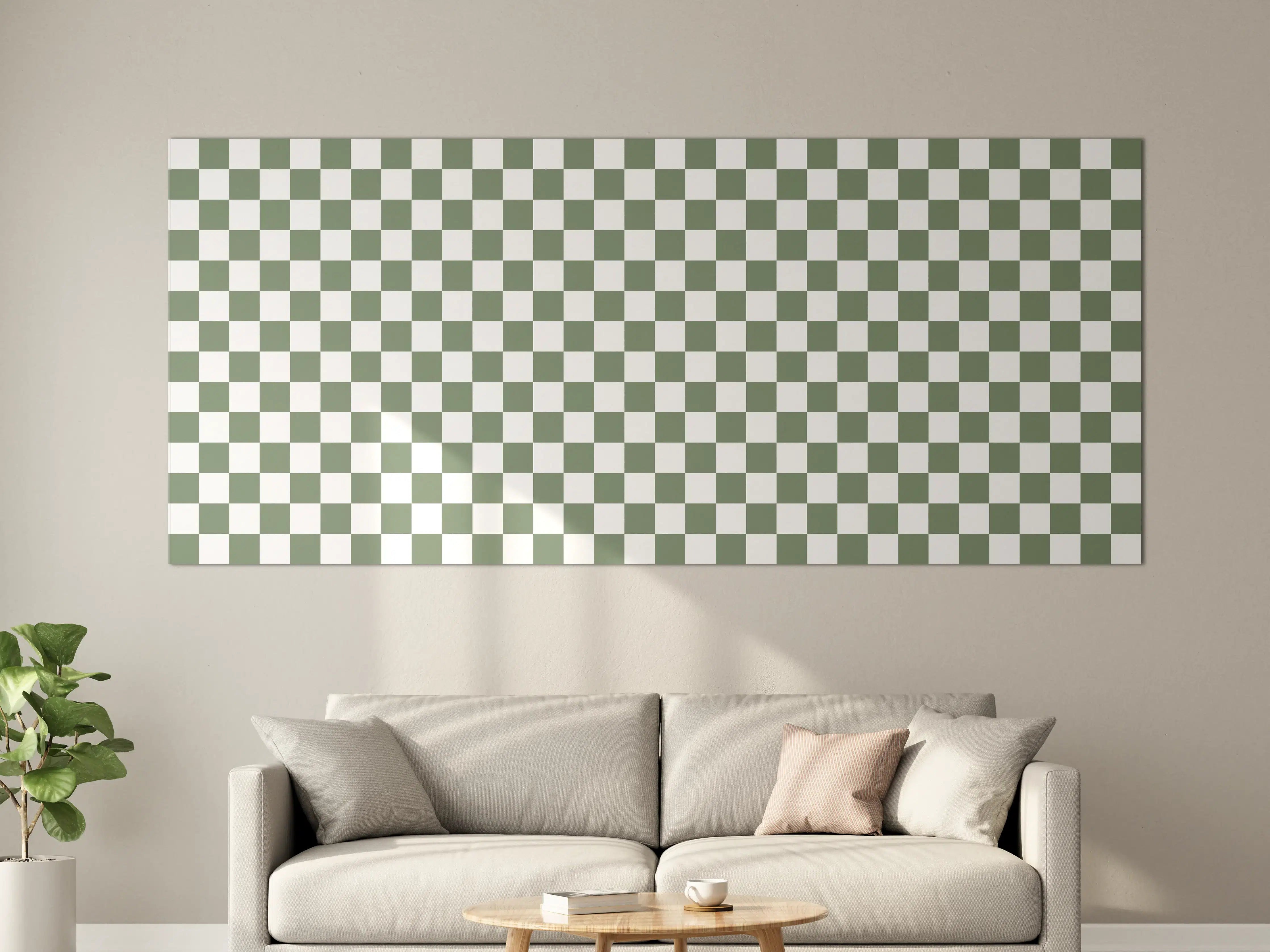 Große Wandbilder - Checkered Green and White Pattern