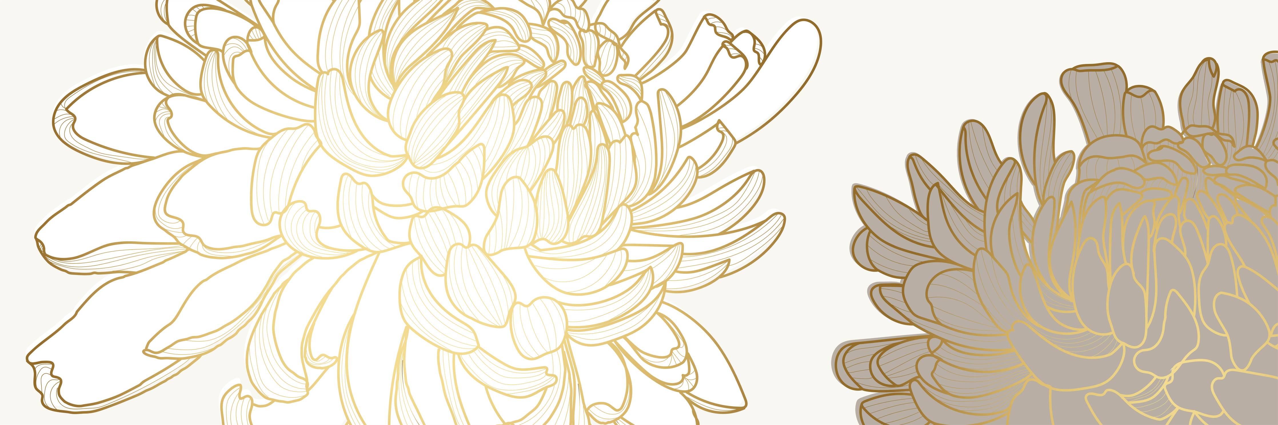 Große Wandbilder-Chic Cream Floral Illustration