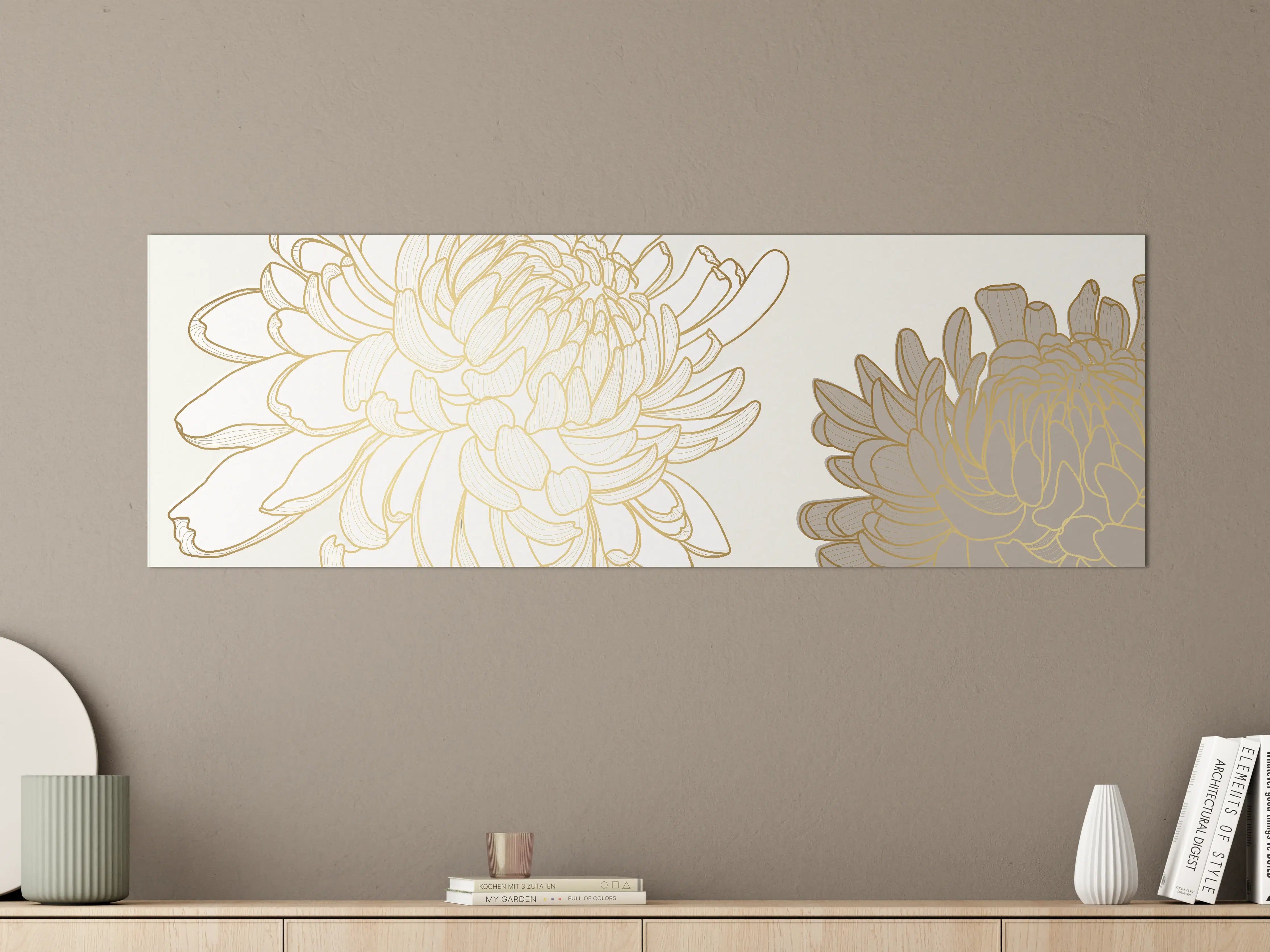 Große Wandbilder - Chic Cream Floral Illustration