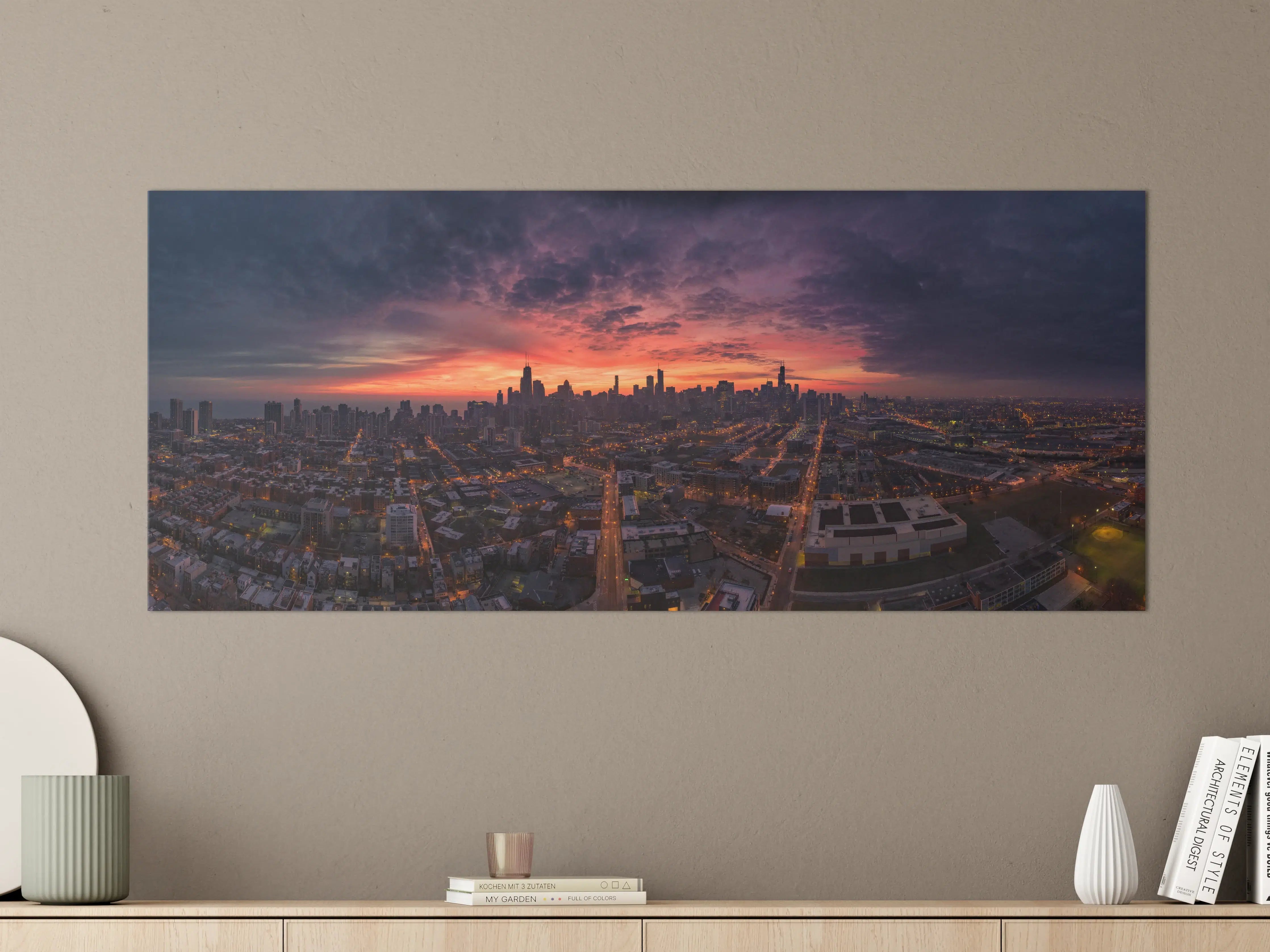Große Wandbilder - Chicago Luftbildpanorama von Westen