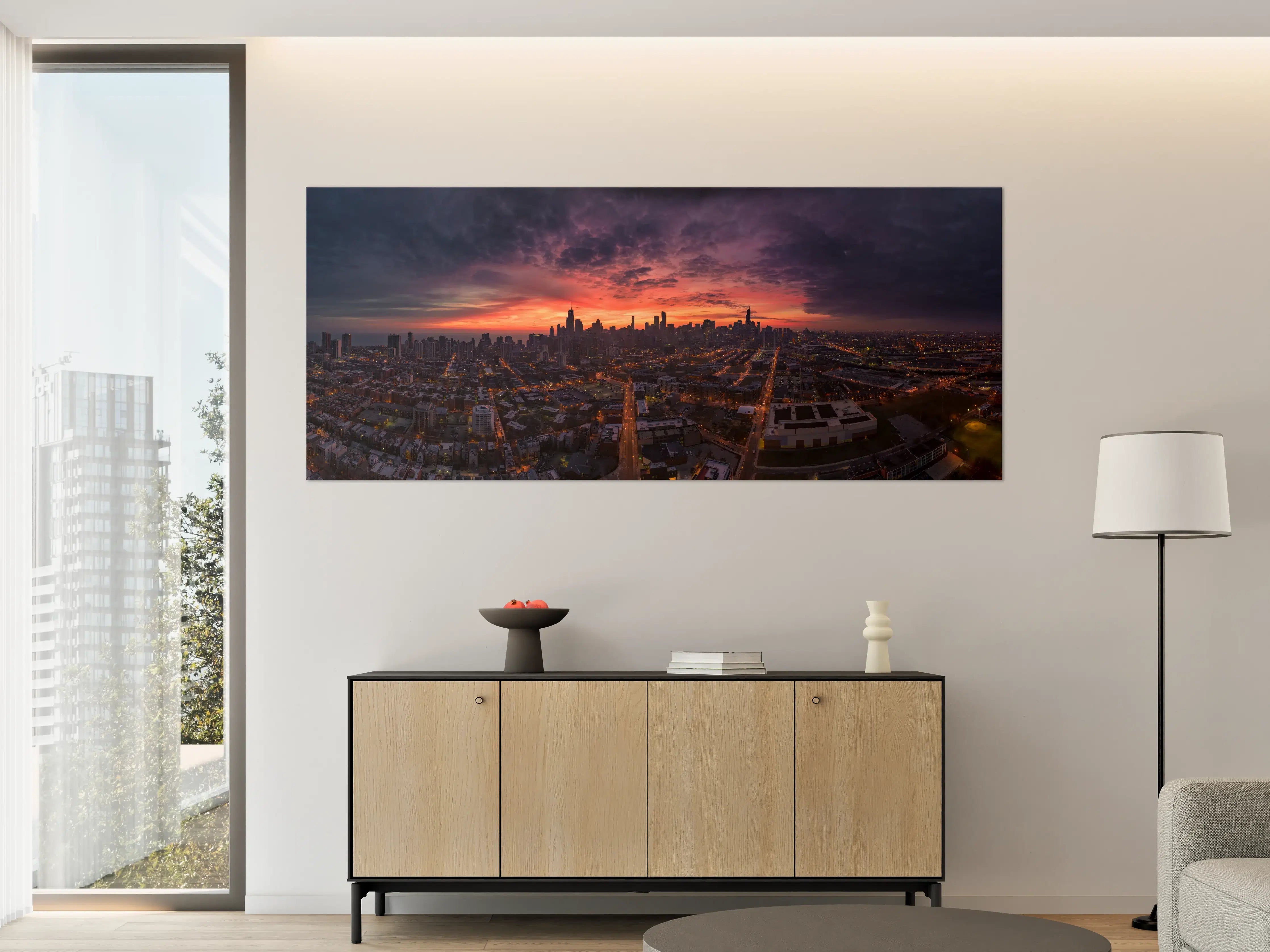 Große Wandbilder - Chicago Luftbildpanorama von Westen