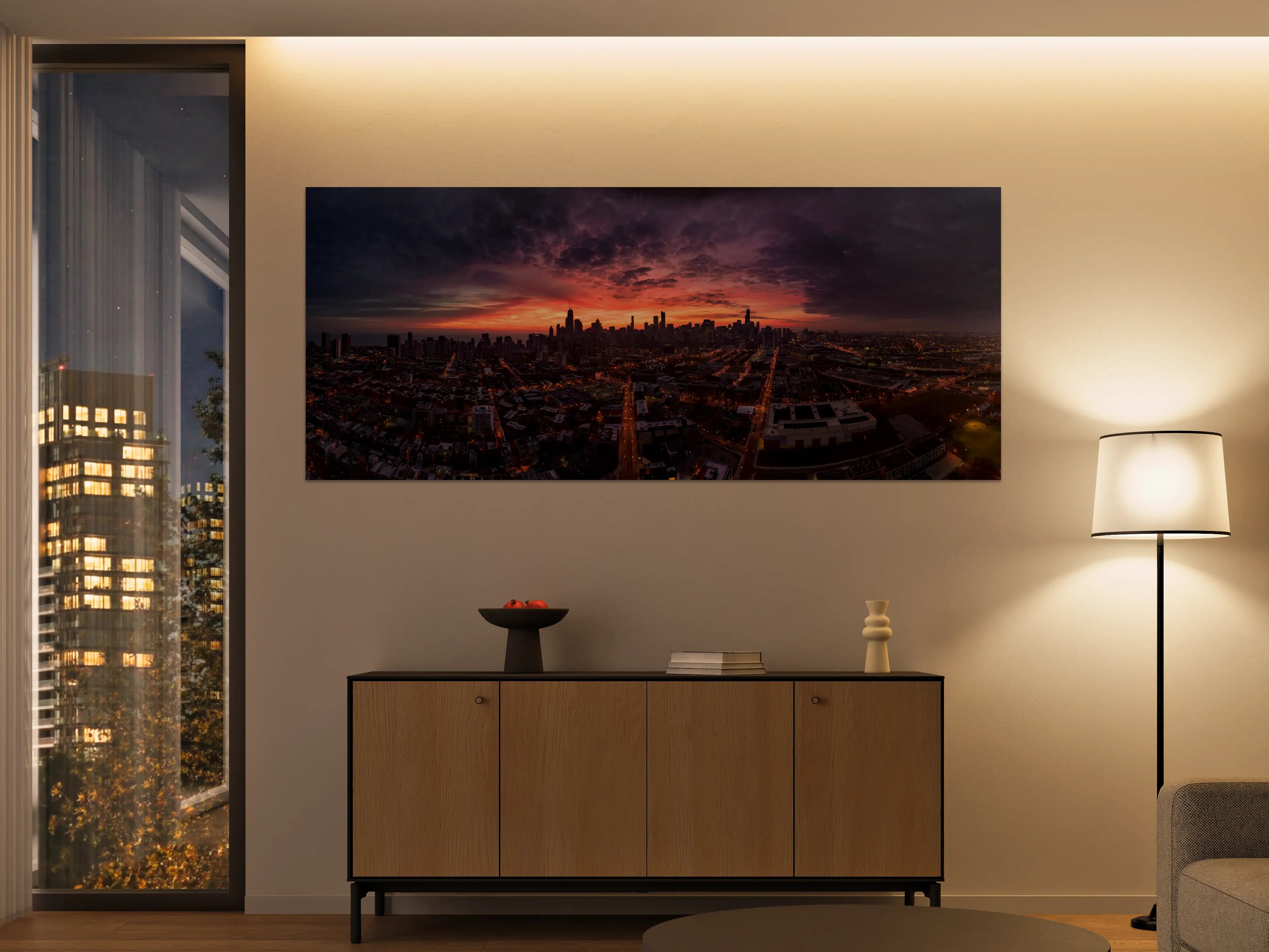 Große Wandbilder - Chicago Luftbildpanorama von Westen