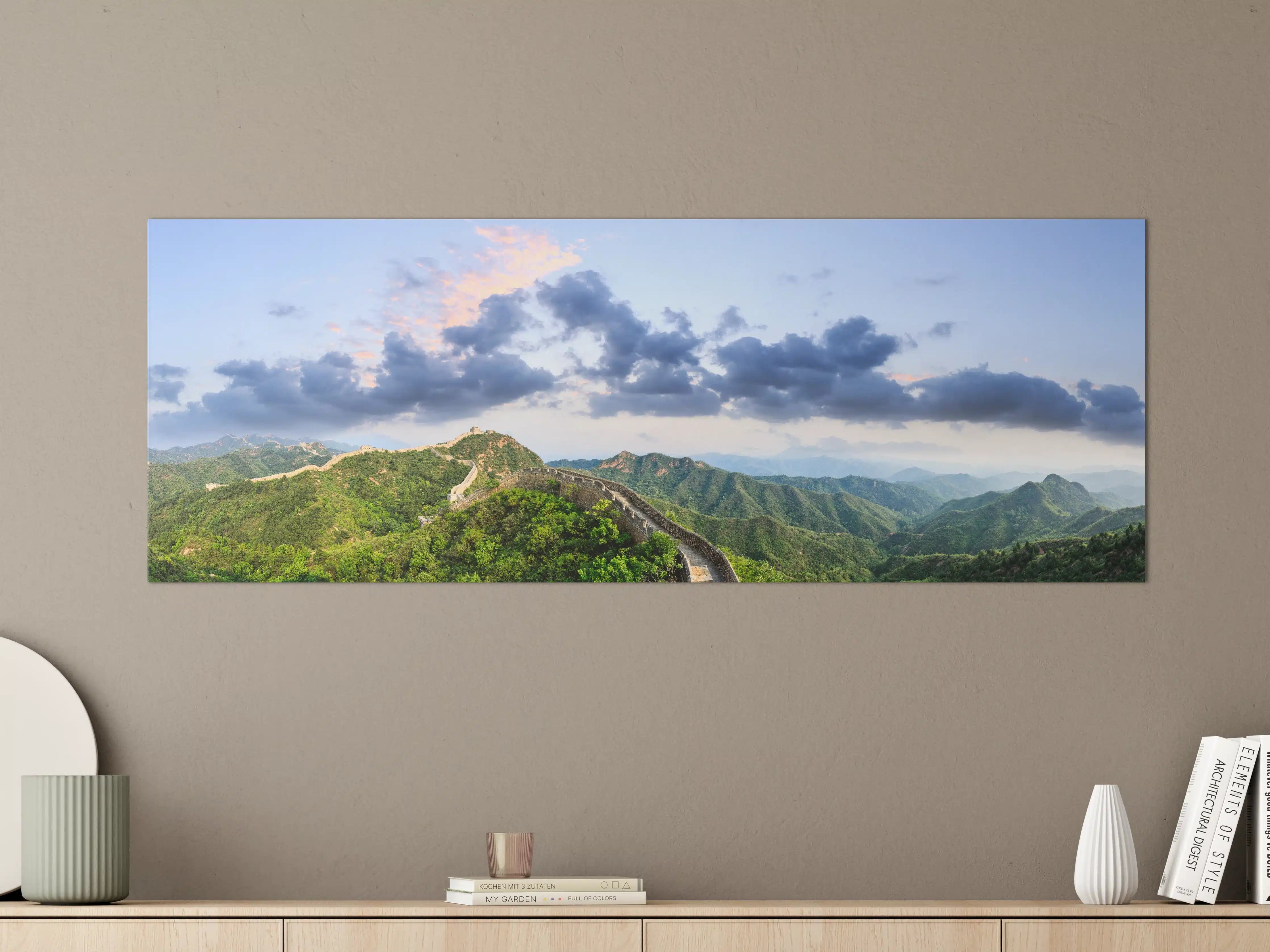 Große Wandbilder - Chinesische Mauer Panorama Grün-Blau