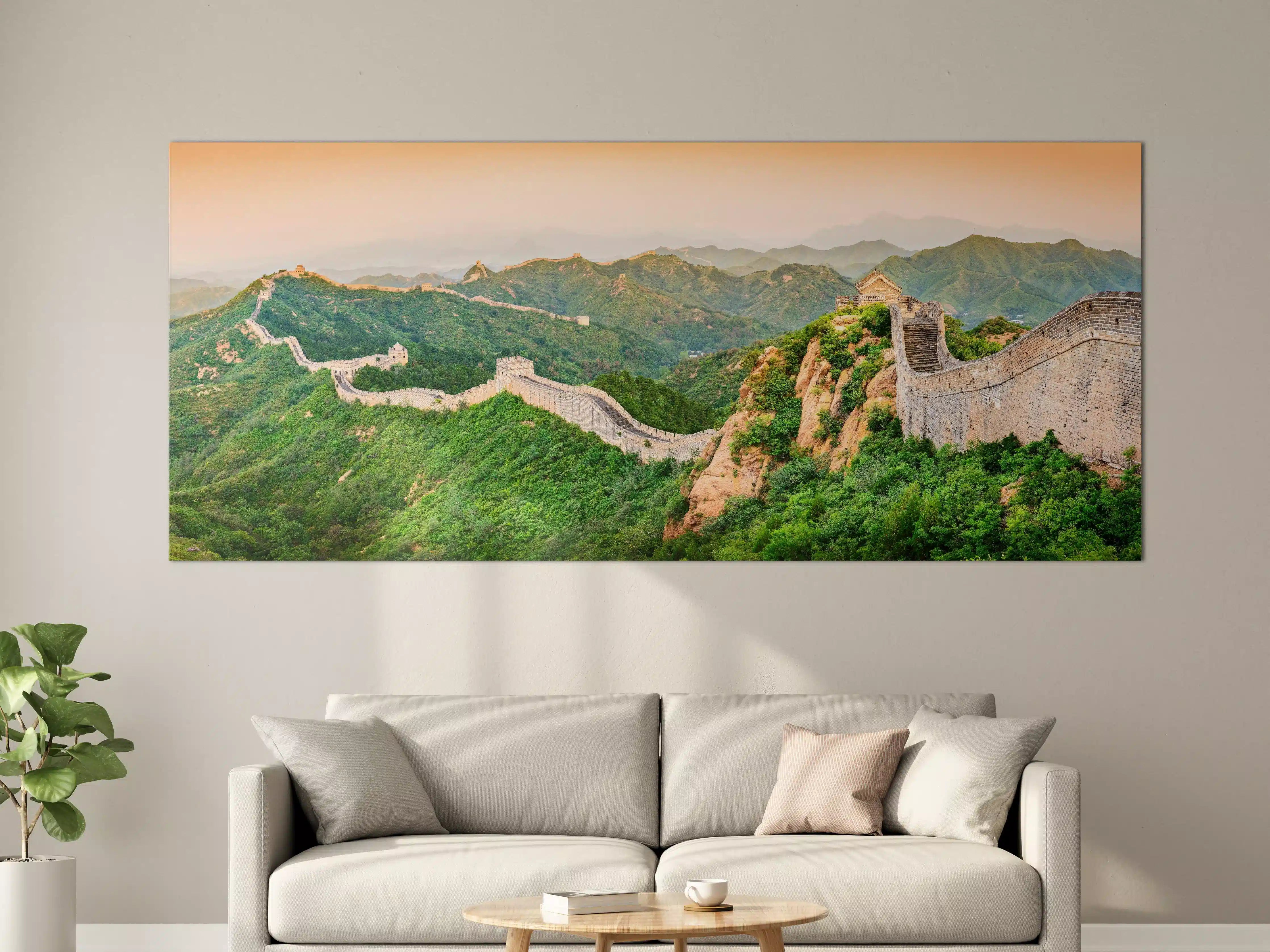 Große Wandbilder - Chinesische Mauer Panorama Grün-Orange