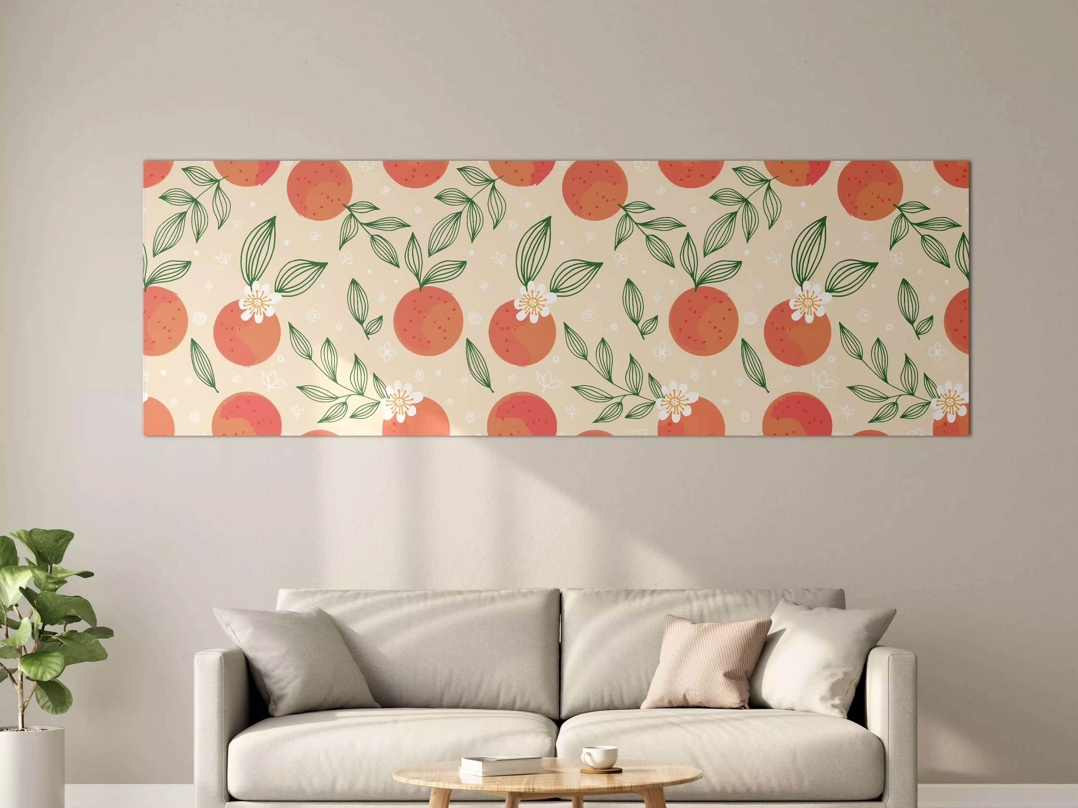 Große Wandbilder - Citrus Orange Muster Beige