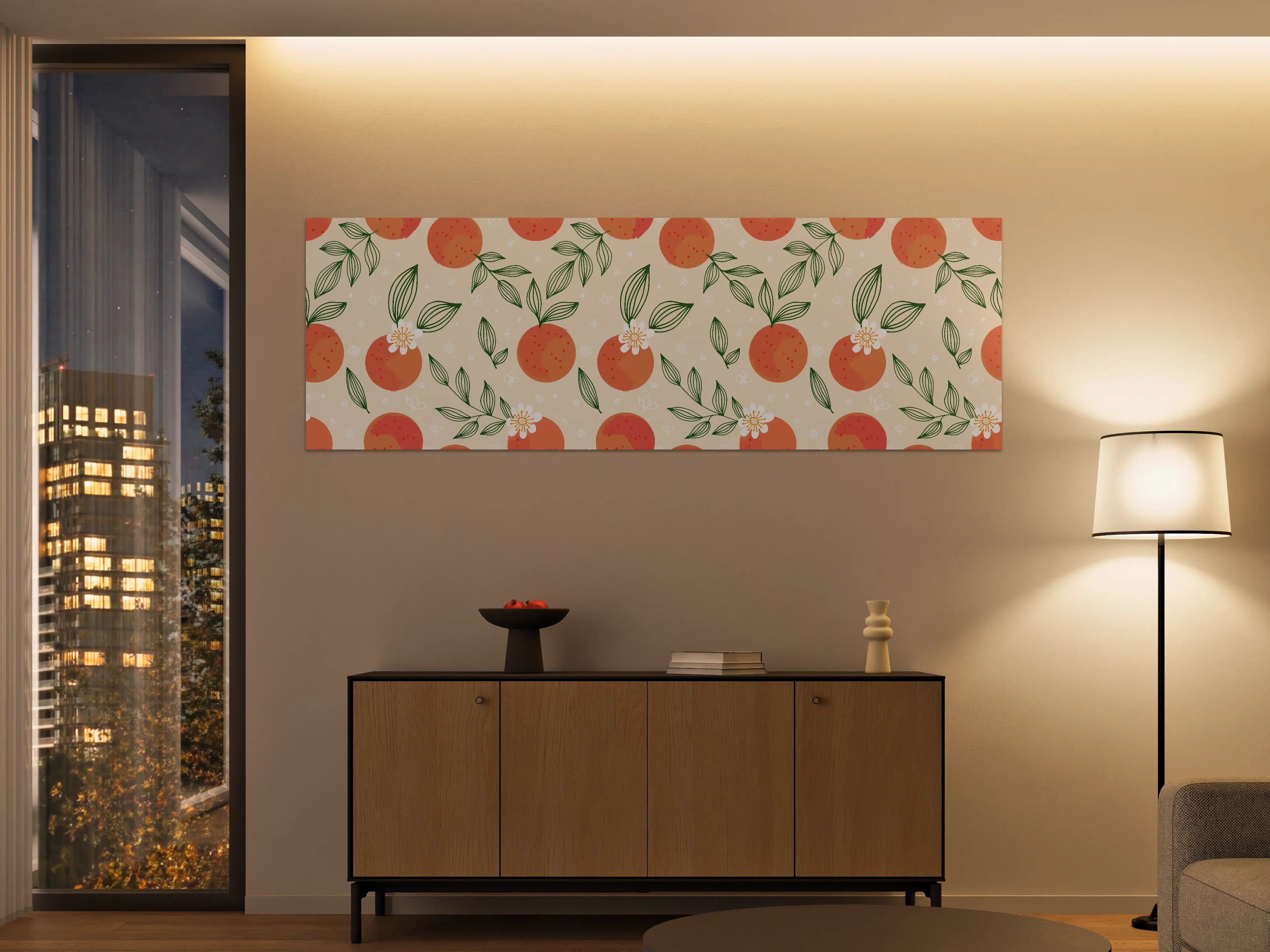 Große Wandbilder - Citrus Orange Muster Beige