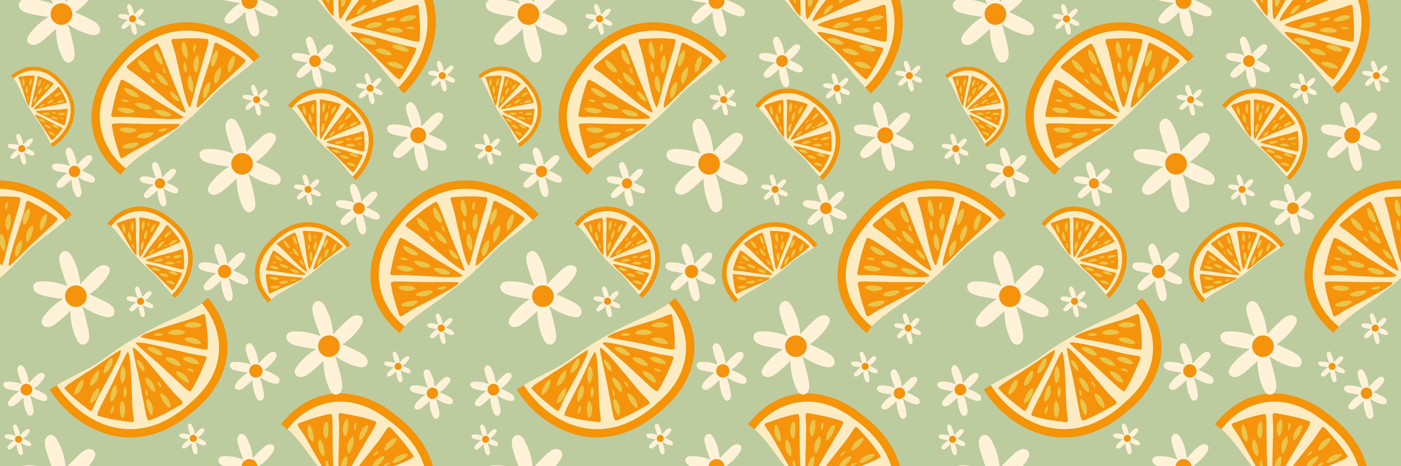 Große Wandbilder-Citrus-Orangenmuster in Mint