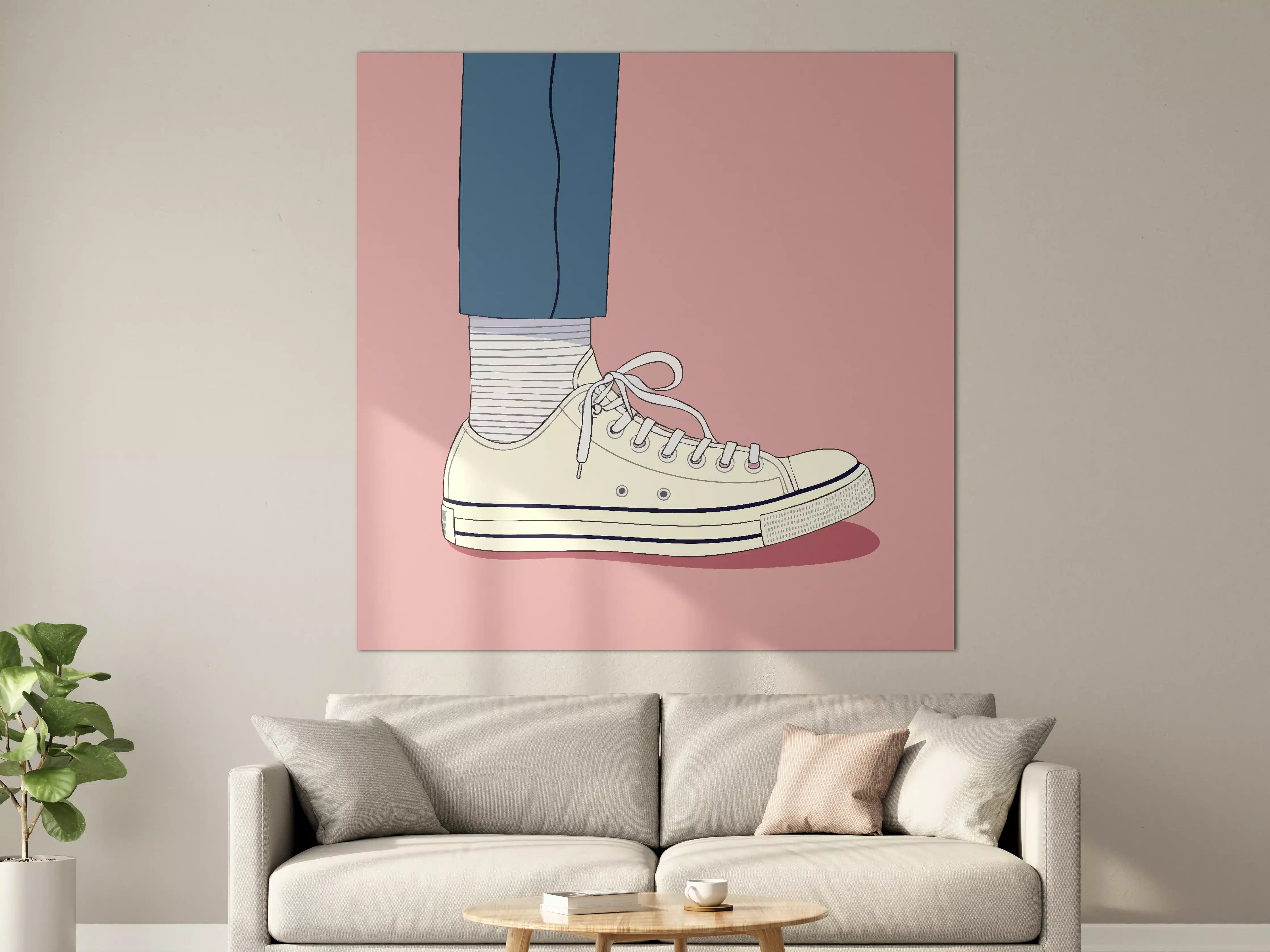 Große Wandbilder - Clown-Schuh Illustration auf rosa Hintergrund