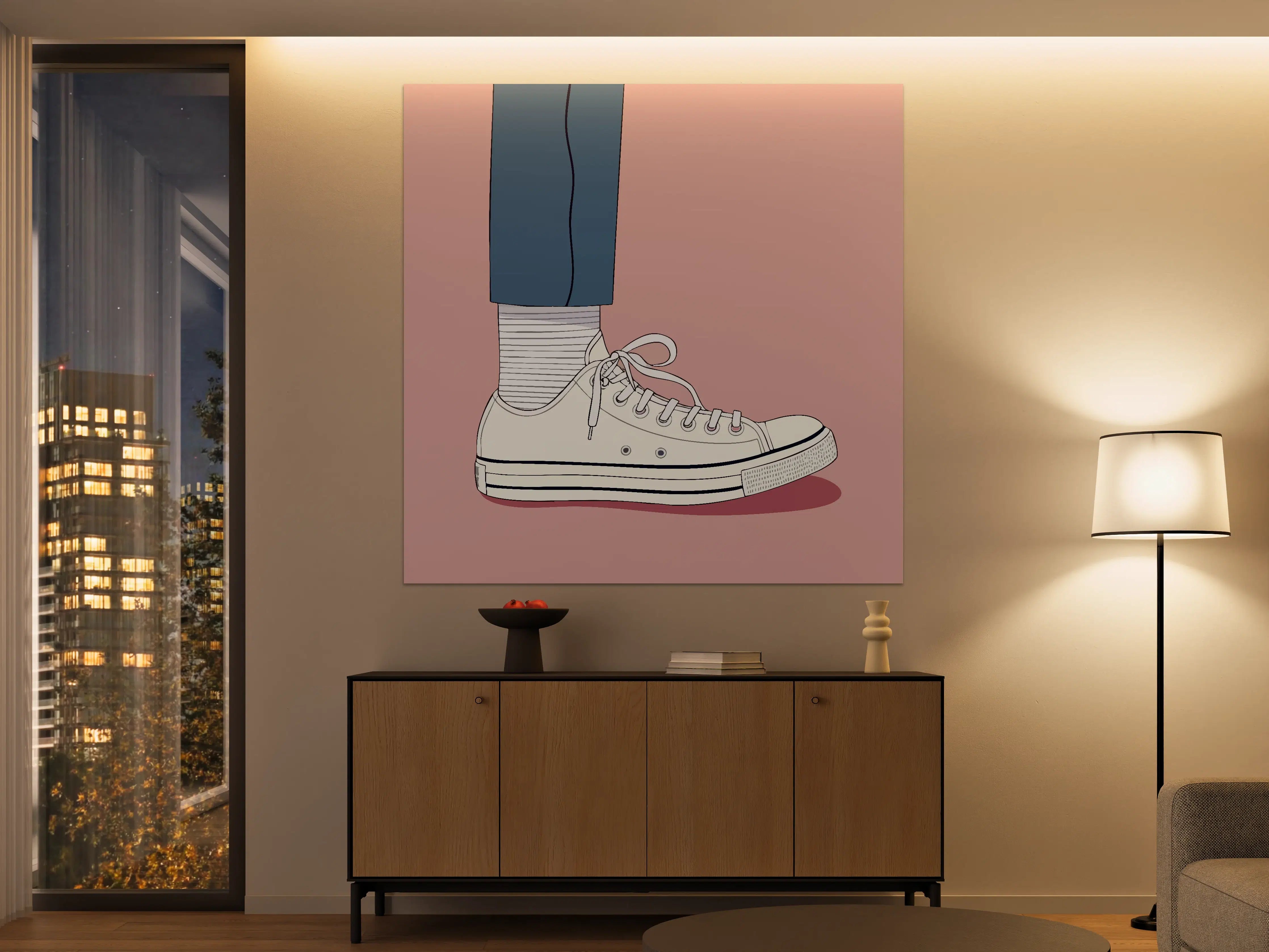 Große Wandbilder - Clown-Schuh Illustration auf rosa Hintergrund