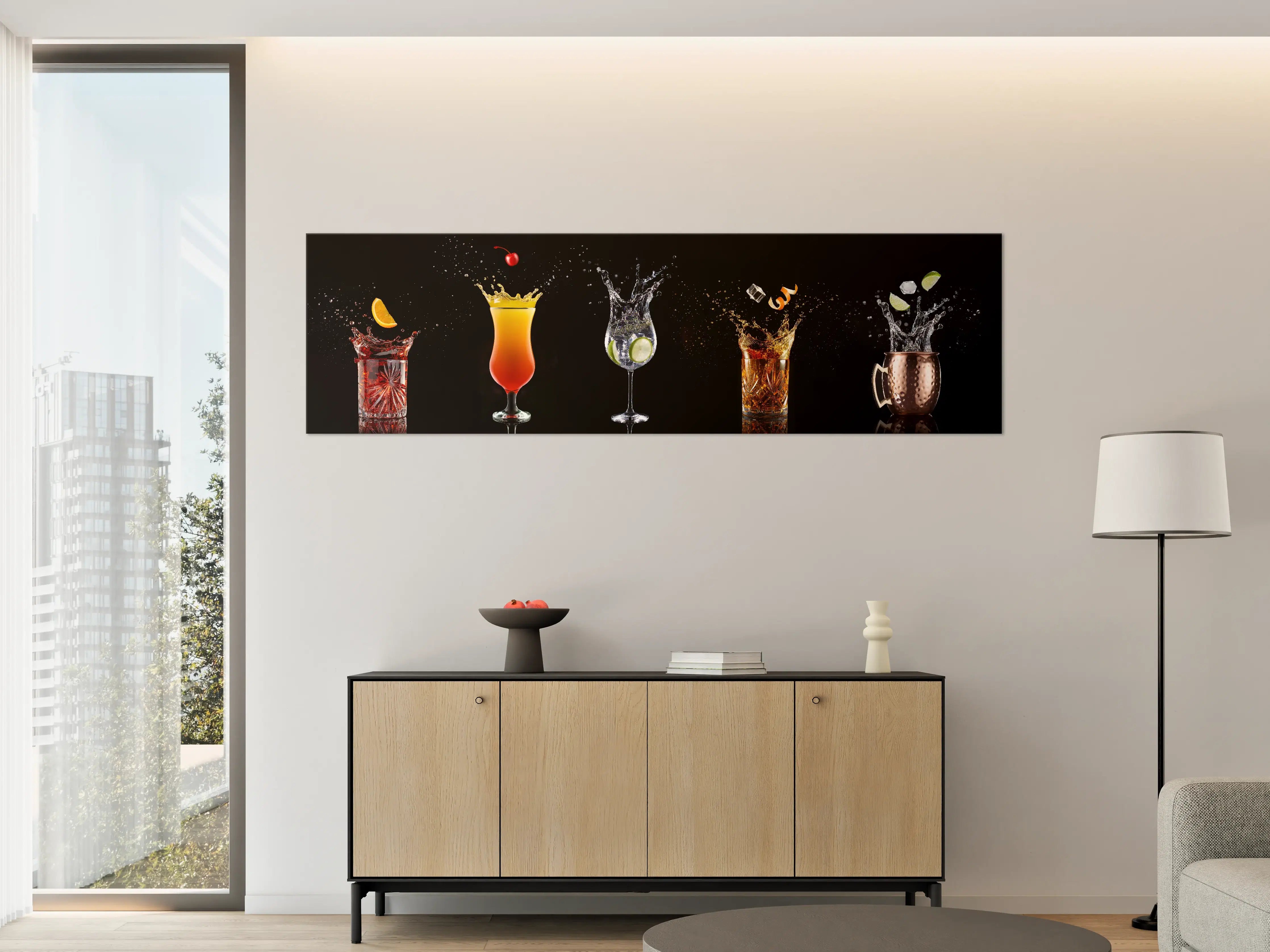 Große Wandbilder - Cocktail-Splash auf Schwarz