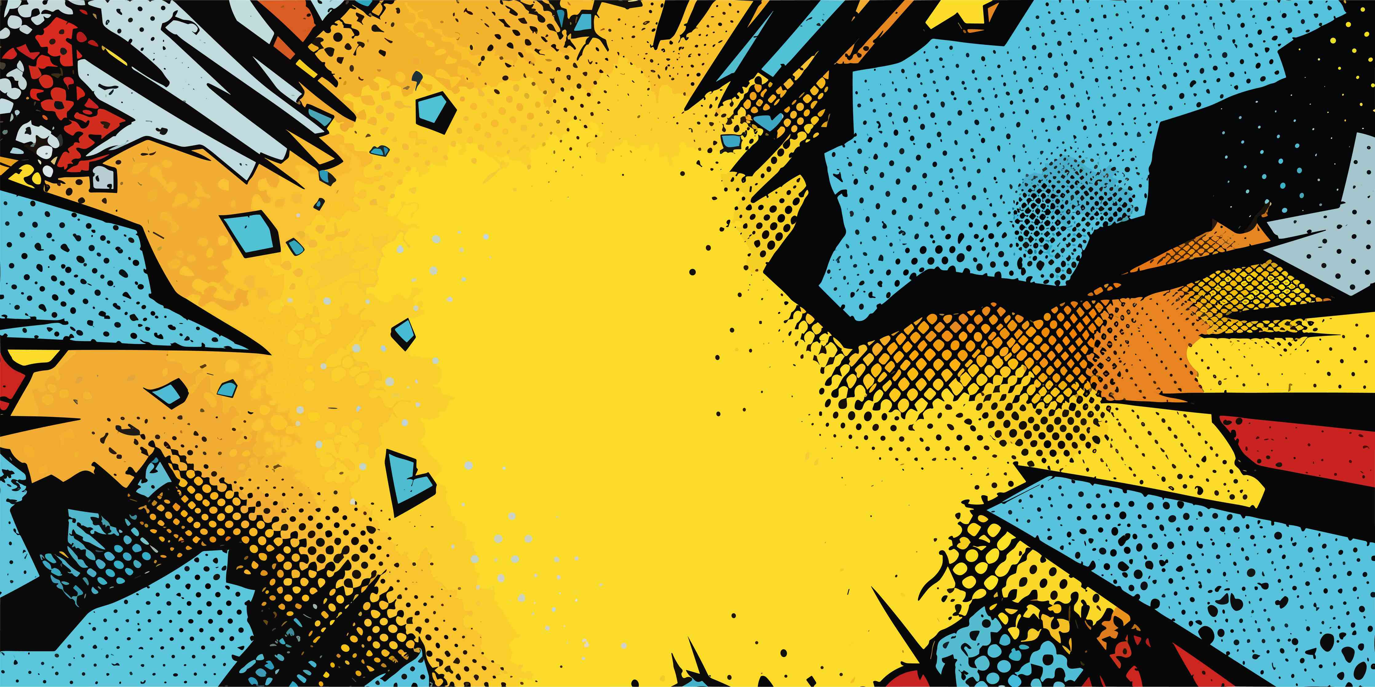Große Wandbilder-Comic-Explosion in kräftigen Farben
