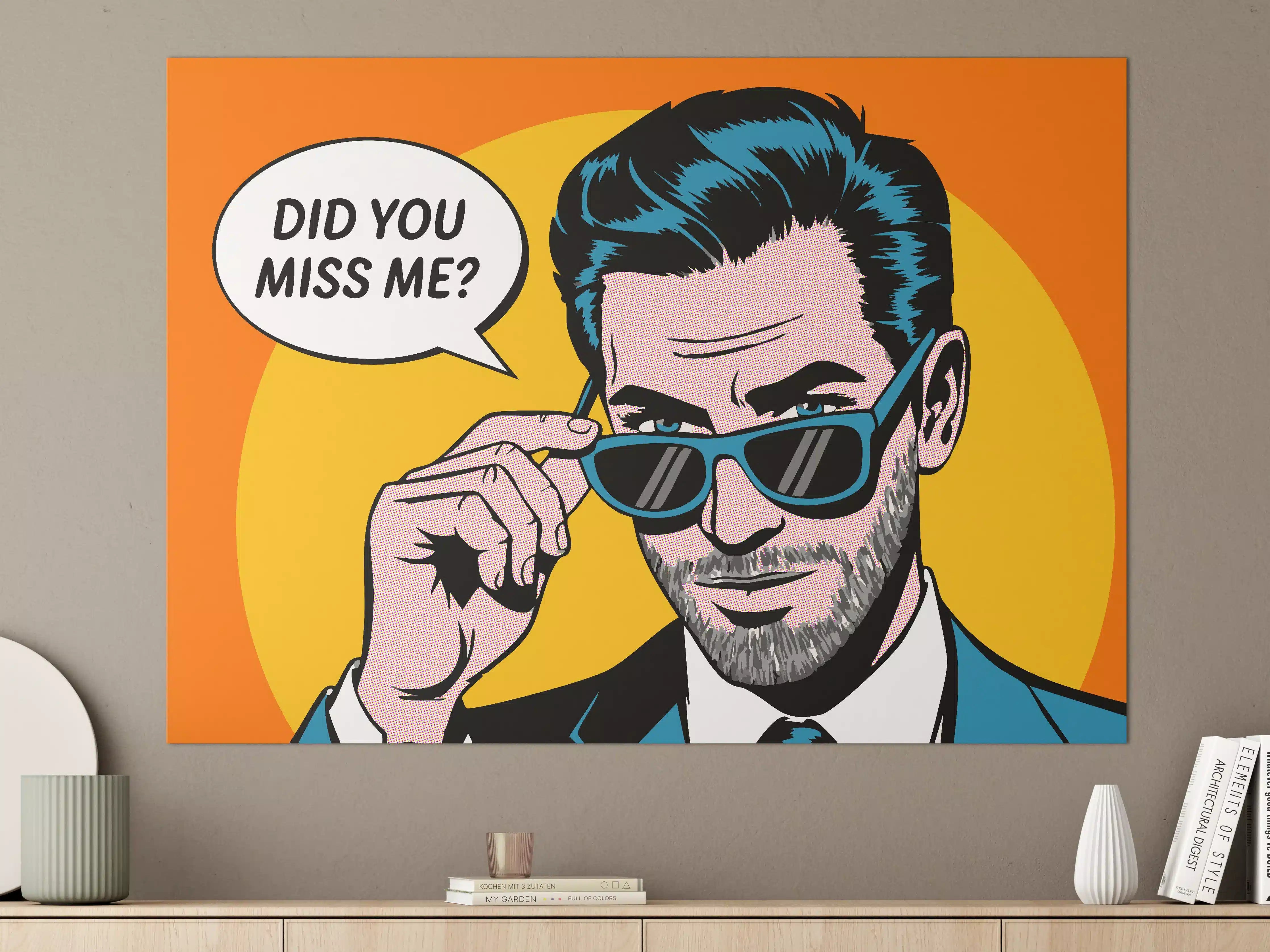 Große Wandbilder - Cooler Pop-Art-Porträt mit Sonnenbrille