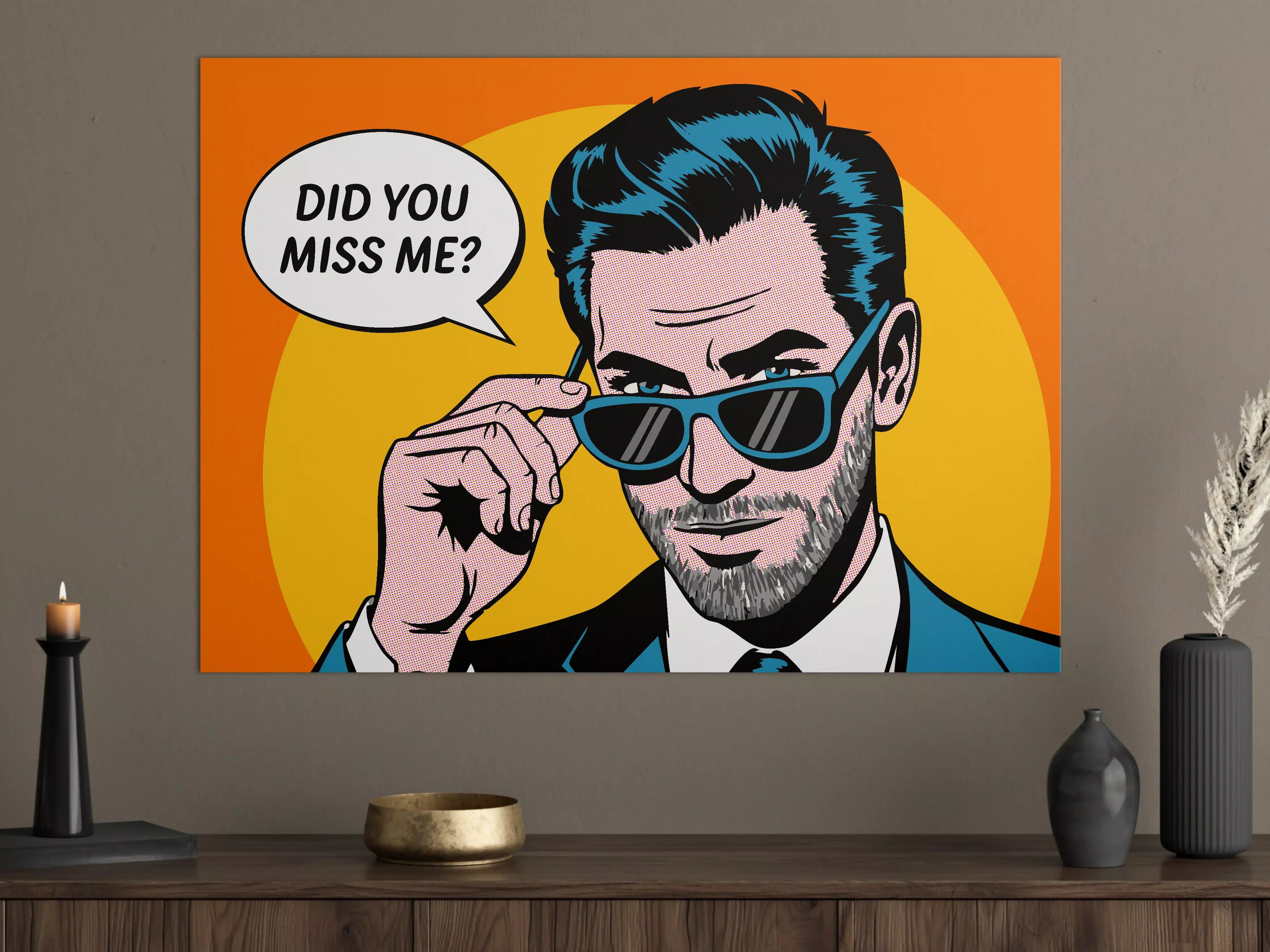 Große Wandbilder - Cooler Pop-Art-Porträt mit Sonnenbrille