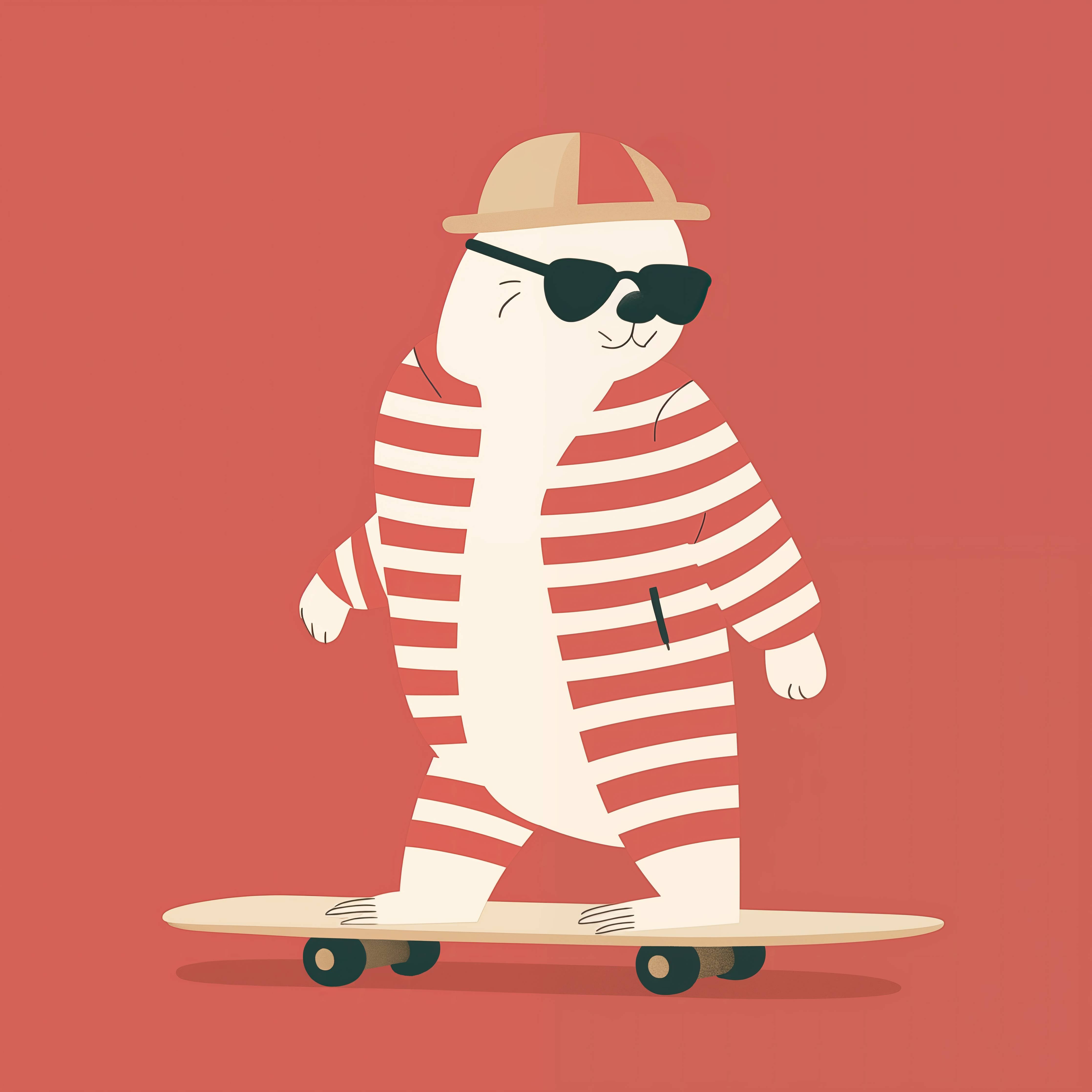 Große Wandbilder-Cooler Skatebär mit Sonnenbrille