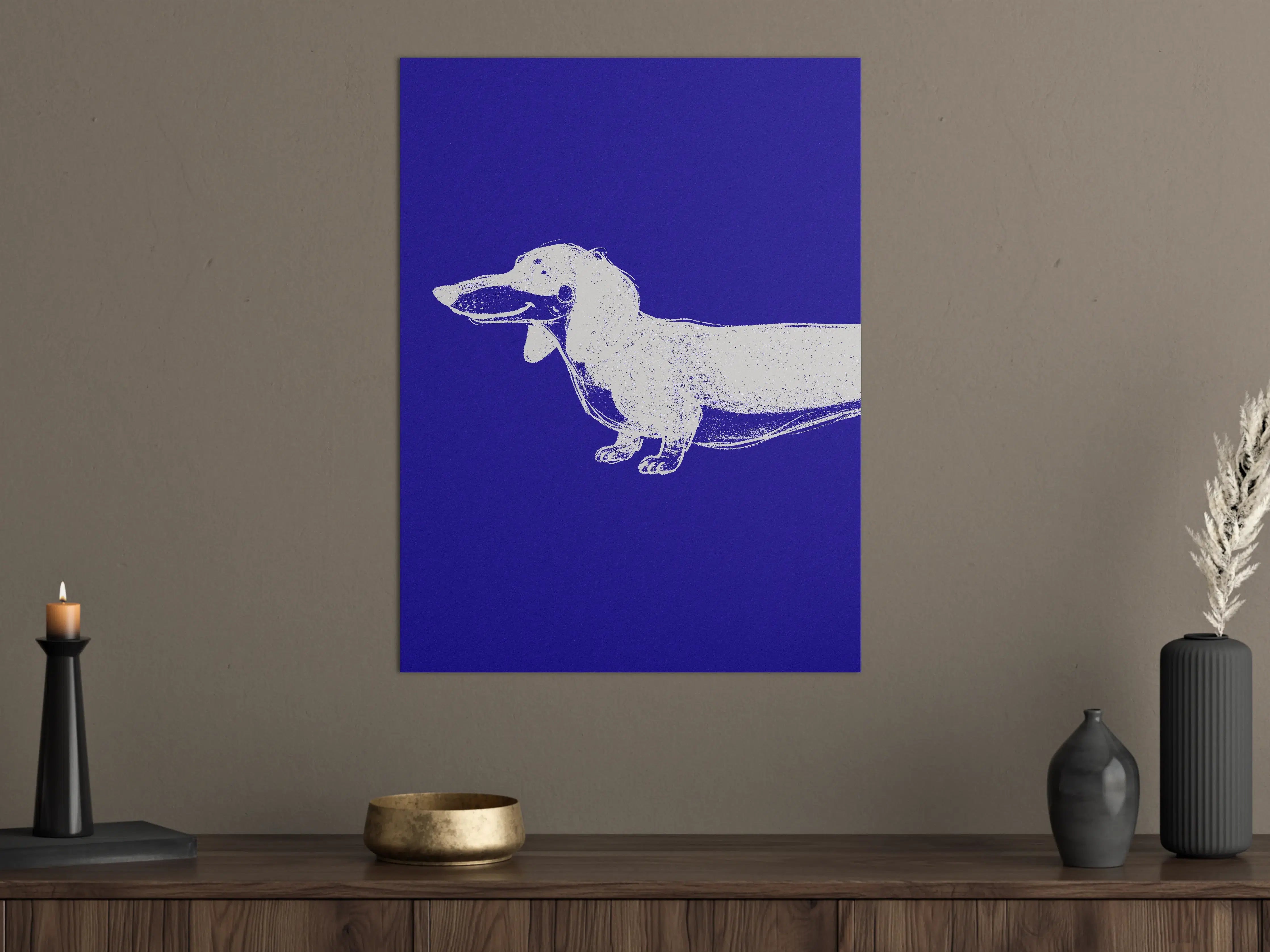 Große Wandbilder - Dachshund Illustration in Blau