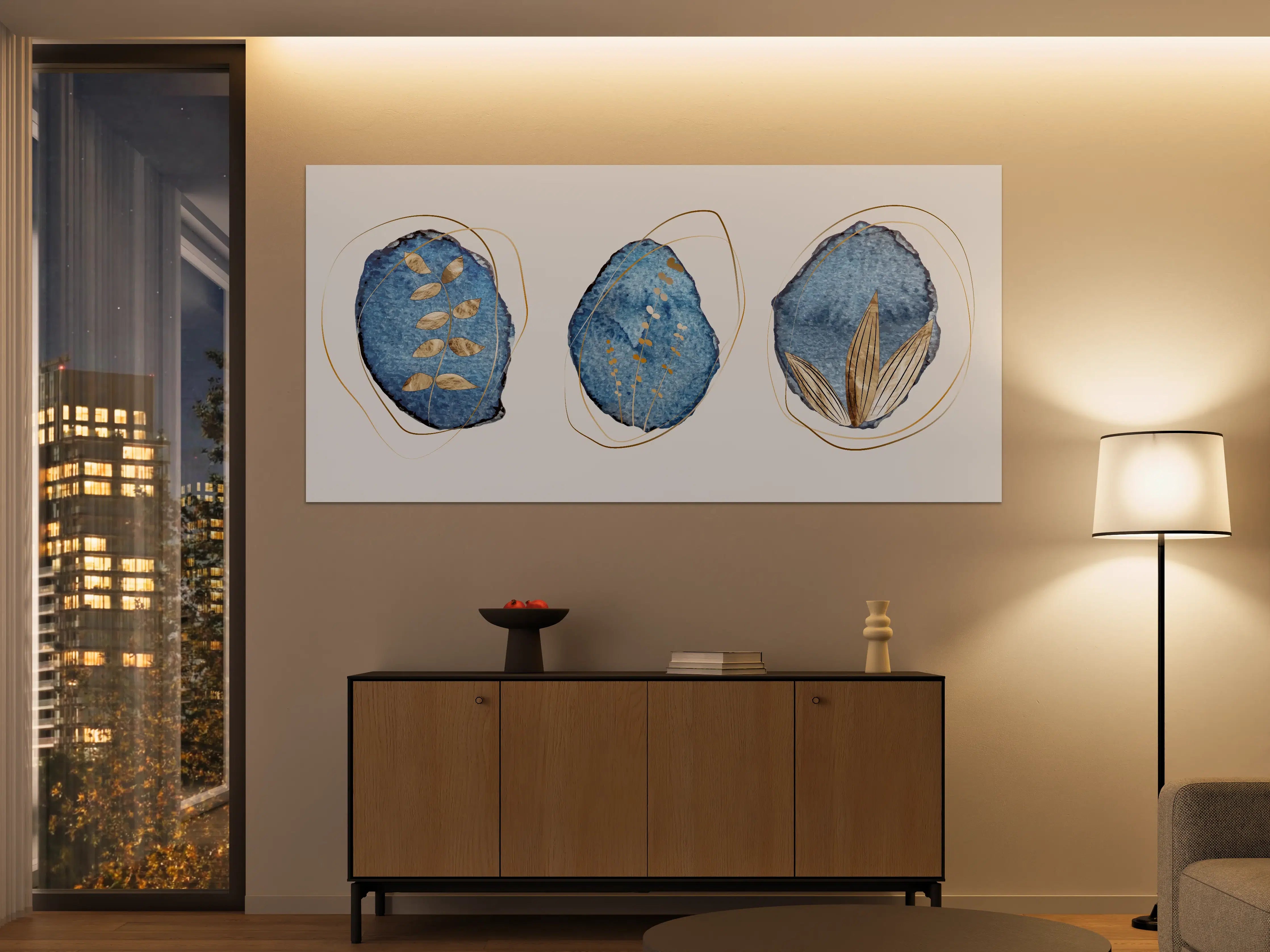 Große Wandbilder - Denim Blau Naturmotiv Kunstdruck