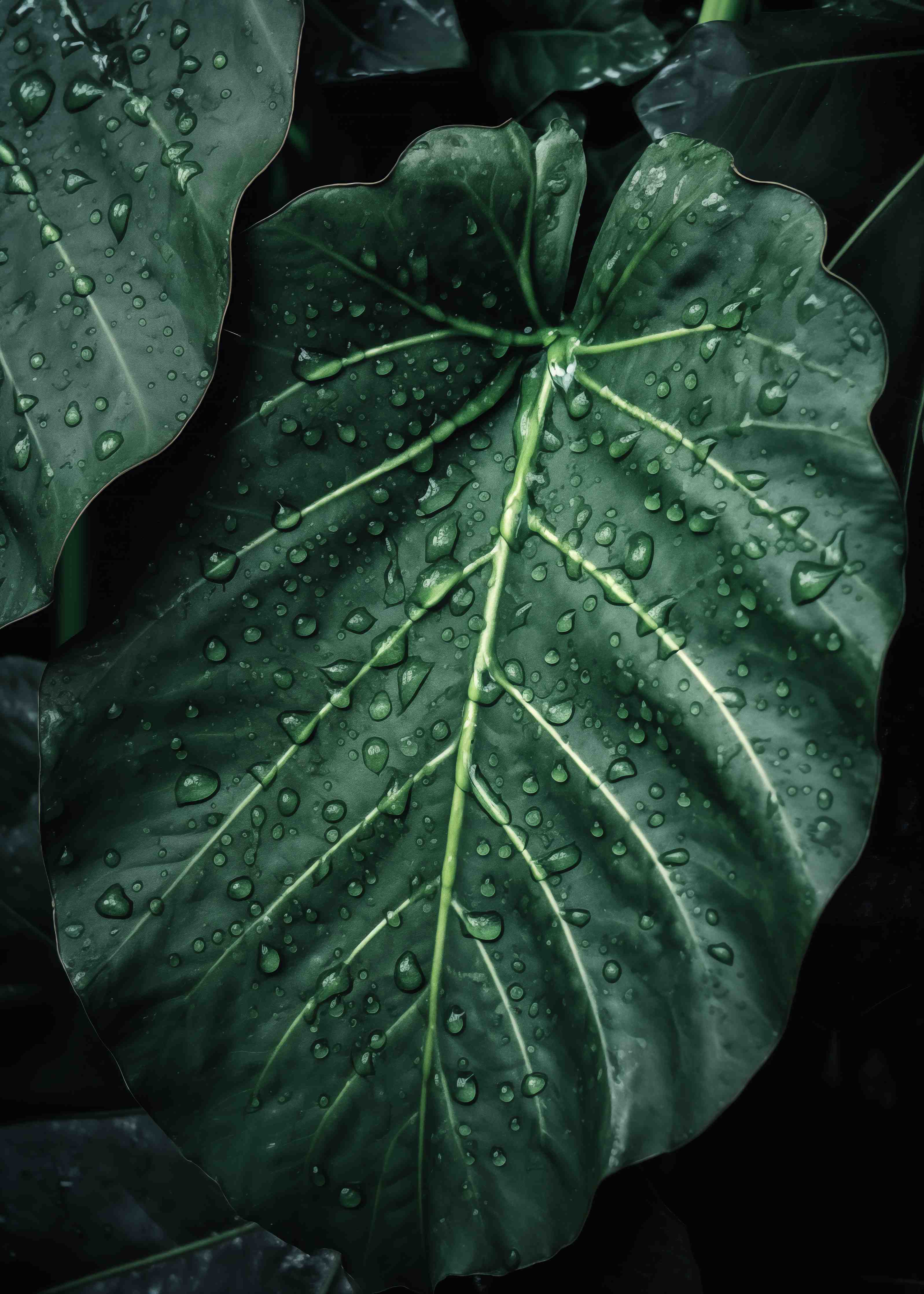 Große Wandbilder-Detaillierte Nahaufnahme eines grünen Blattes mit Wassertröpfchen