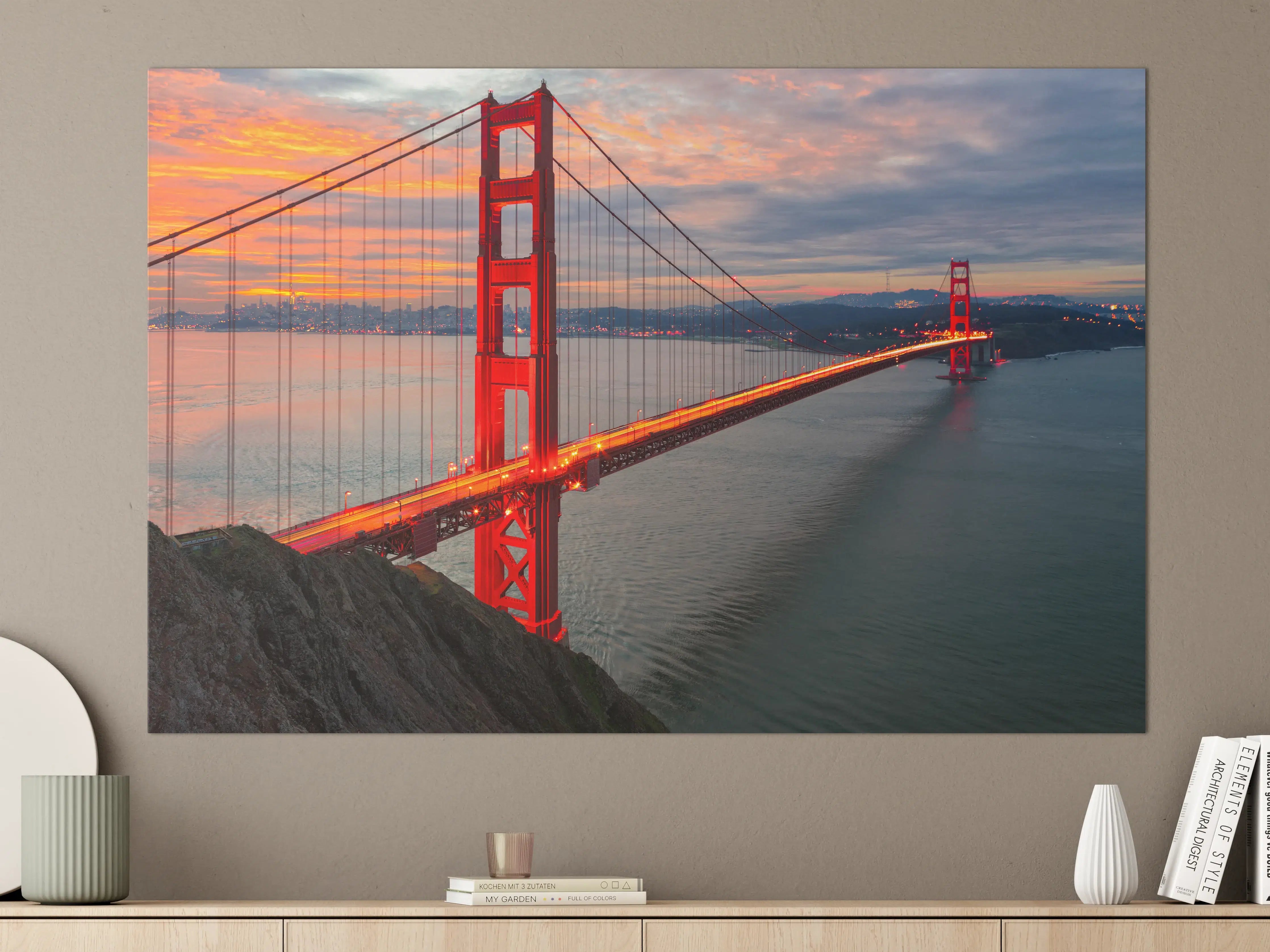 Große Wandbilder - Die Golden Gate Bridge bei Sonnenaufgang