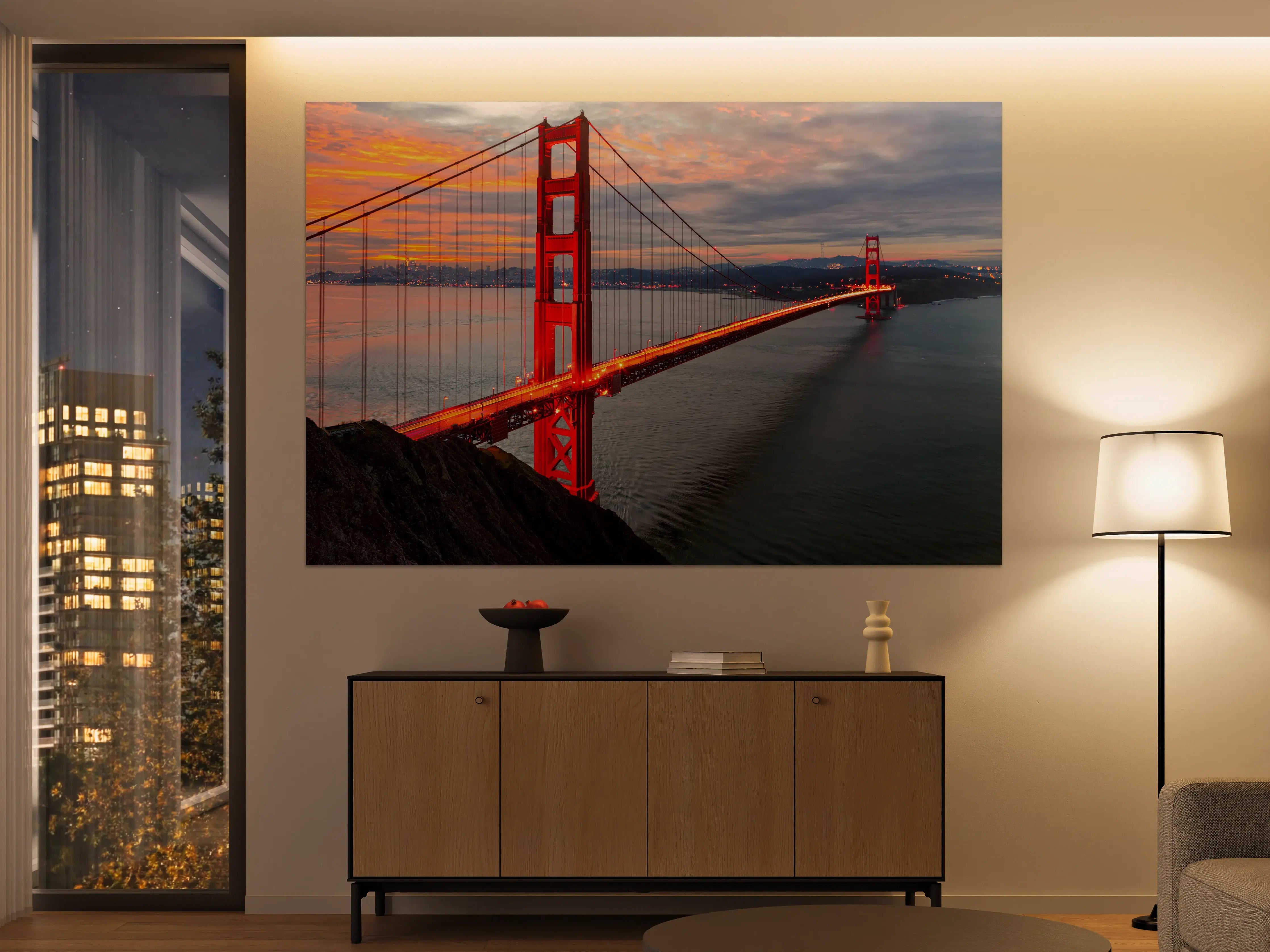 Große Wandbilder - Die Golden Gate Bridge bei Sonnenaufgang