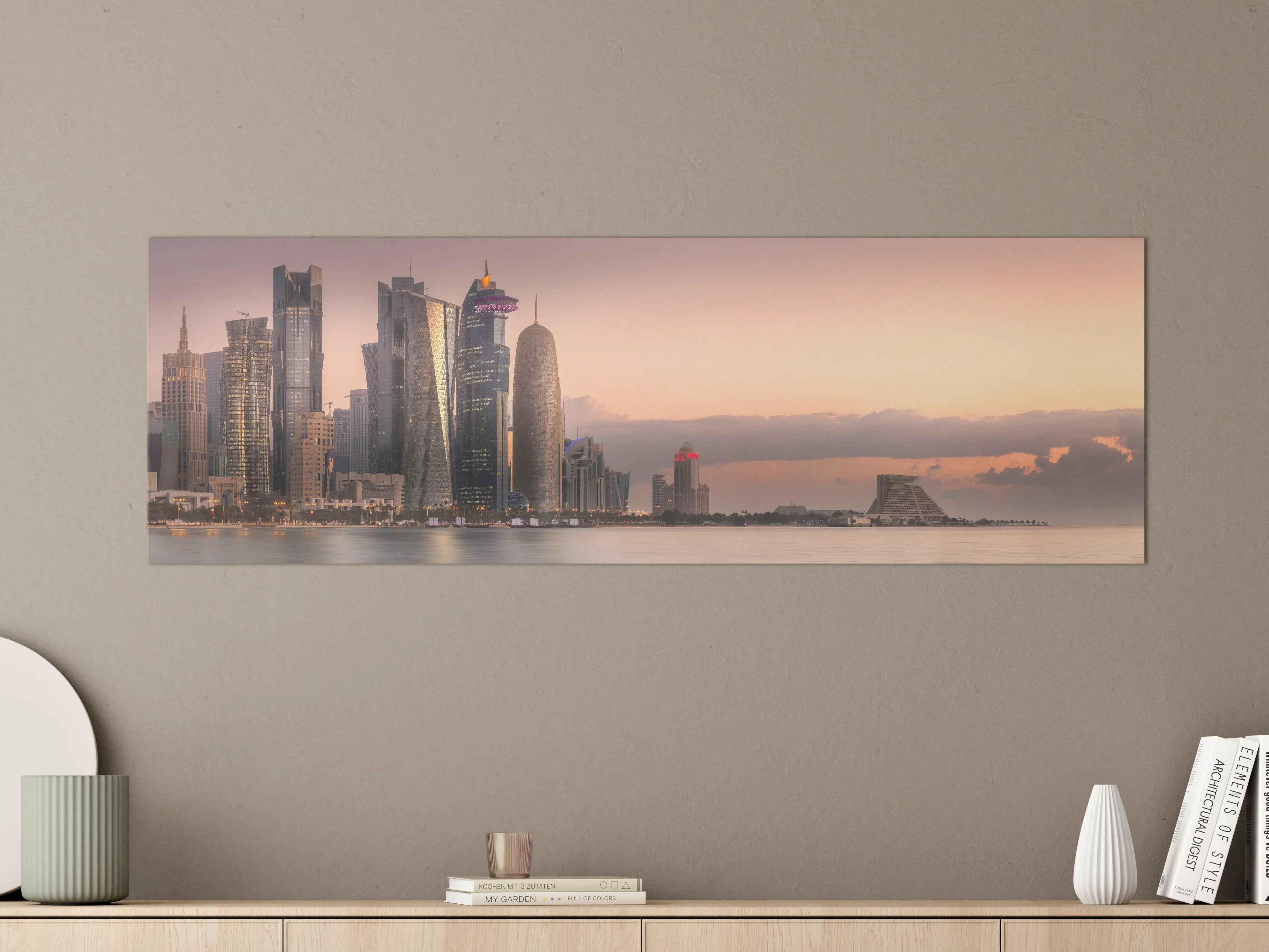 Große Wandbilder - Die Skyline von West Bay und Doha City