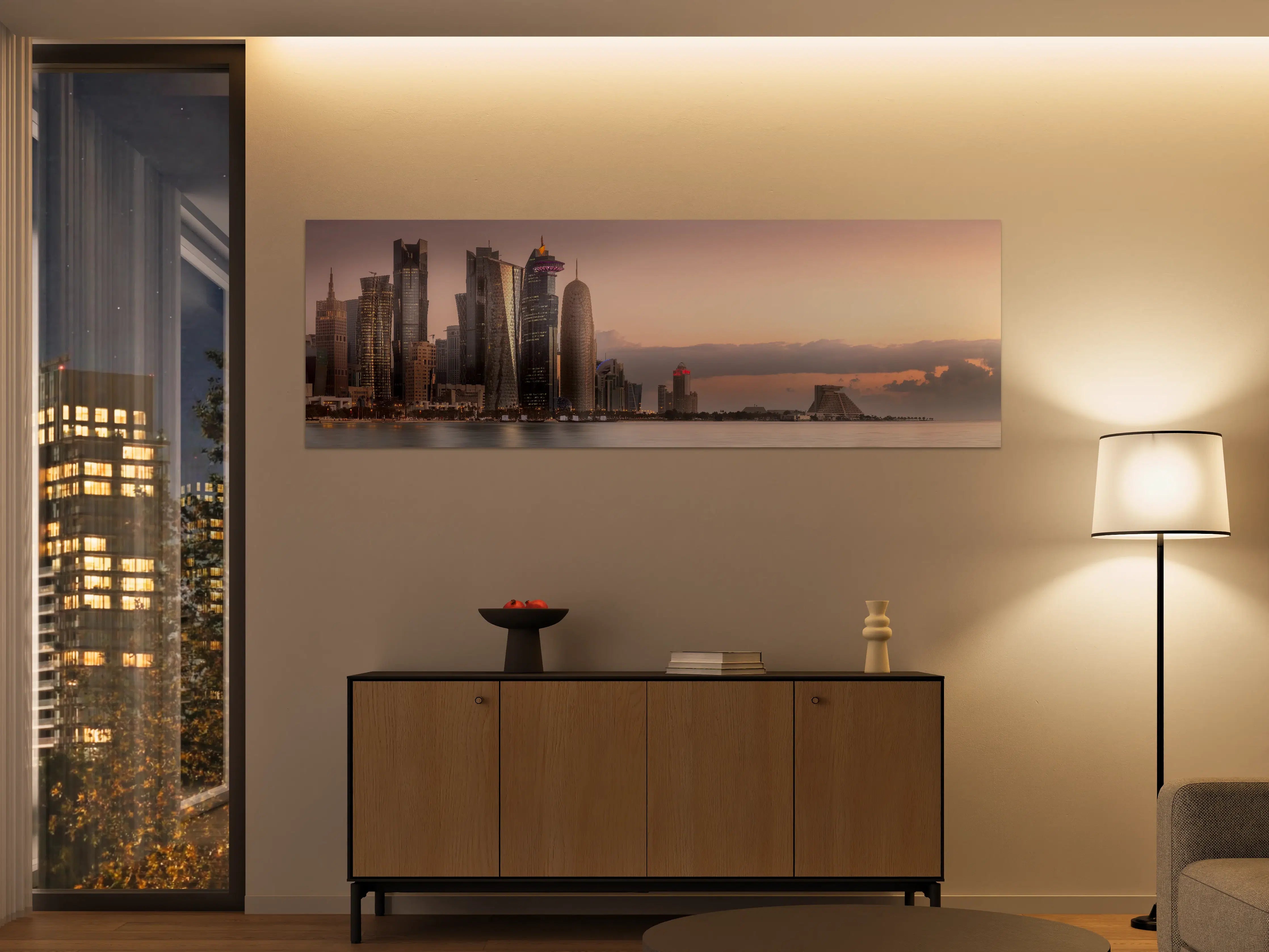 Große Wandbilder - Die Skyline von West Bay und Doha City