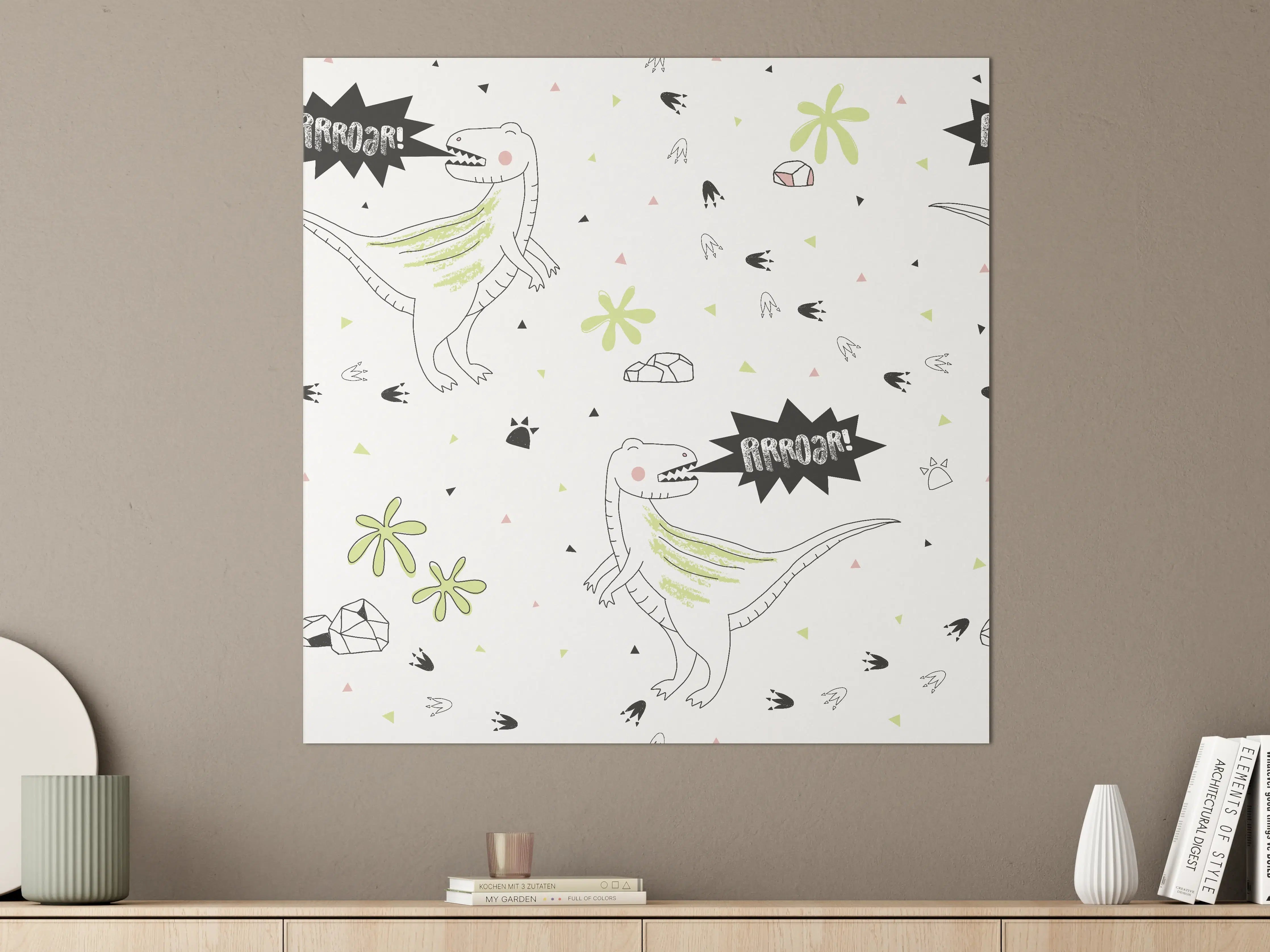 Große Wandbilder - Dino-Muster Kindermotiv Bunt