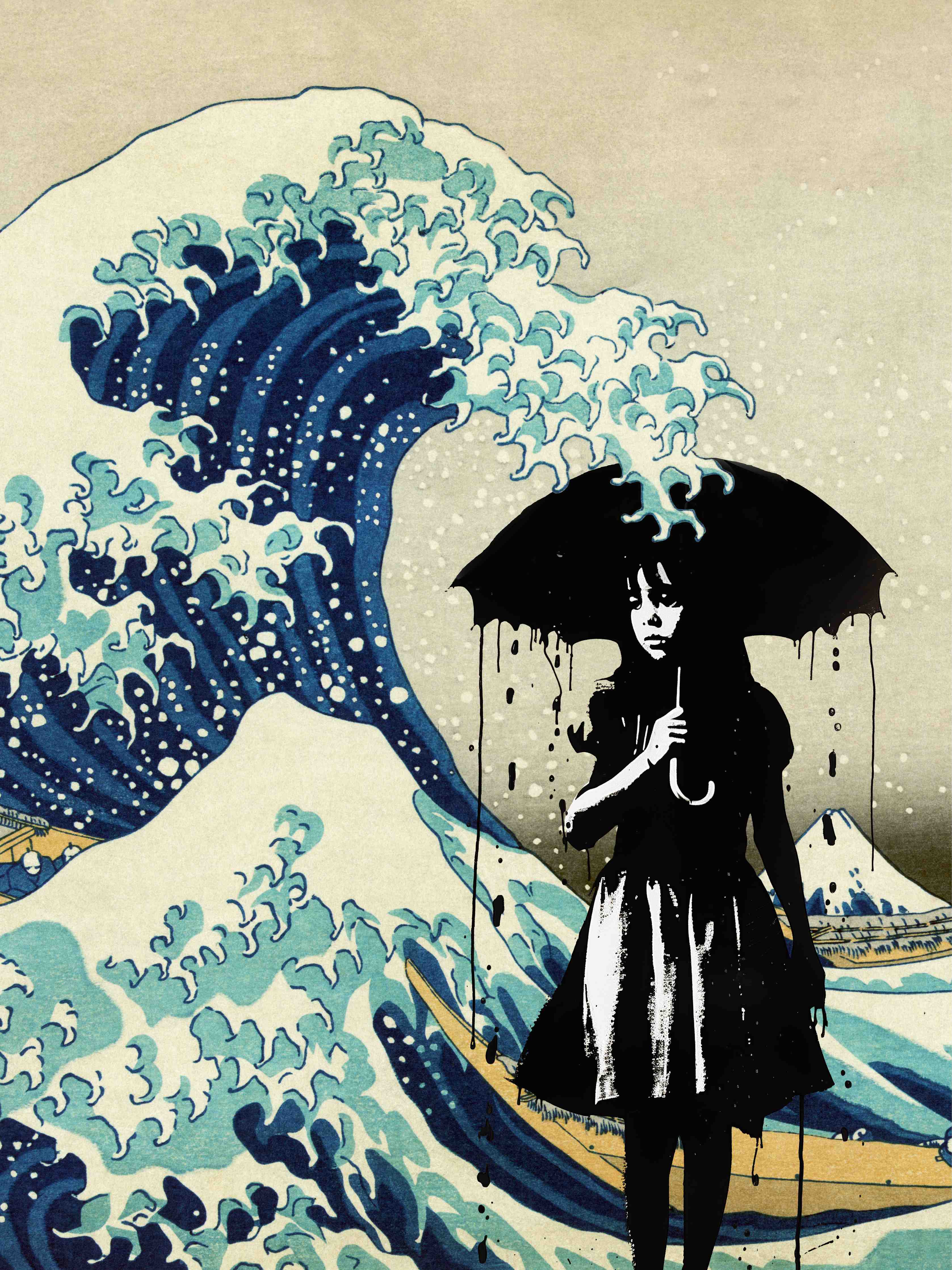 Große Wandbilder-Dramatische Meerwellen mit dunkler Figur