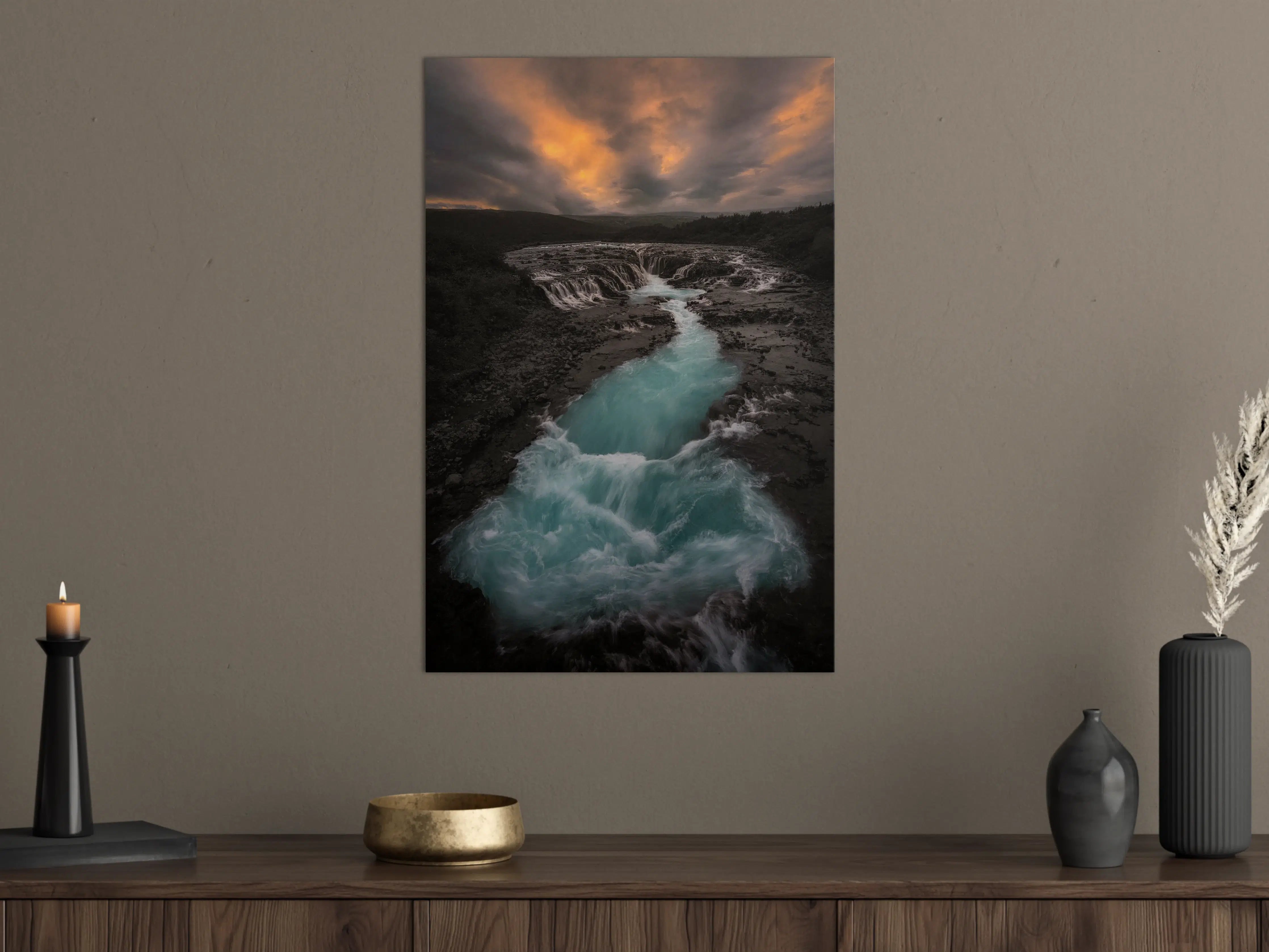 Große Wandbilder - Dramatischer Fluss bei Sonnenuntergang