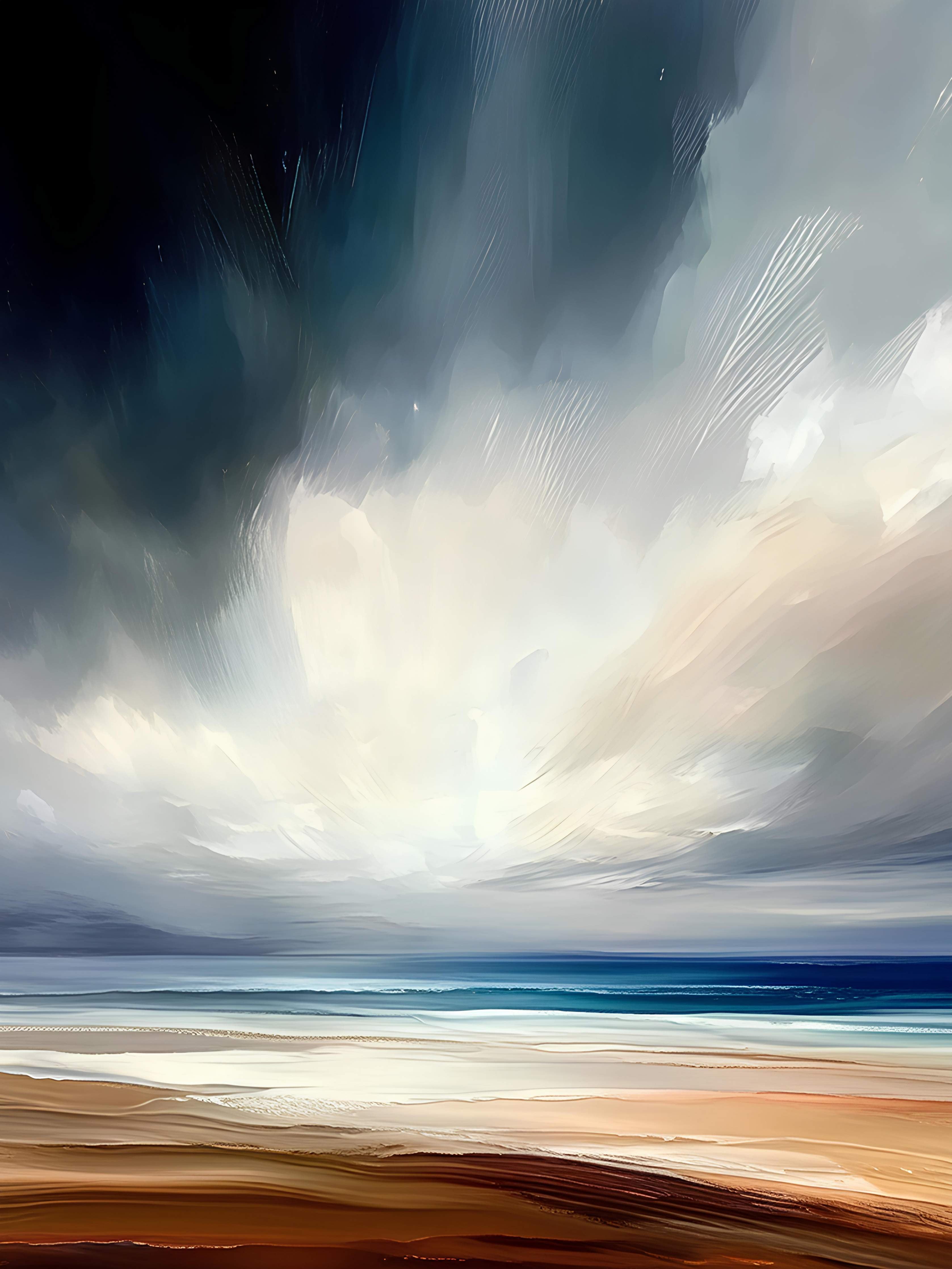 Große Wandbilder-Dramatischer Himmel über Strand mit lebendigen Farben