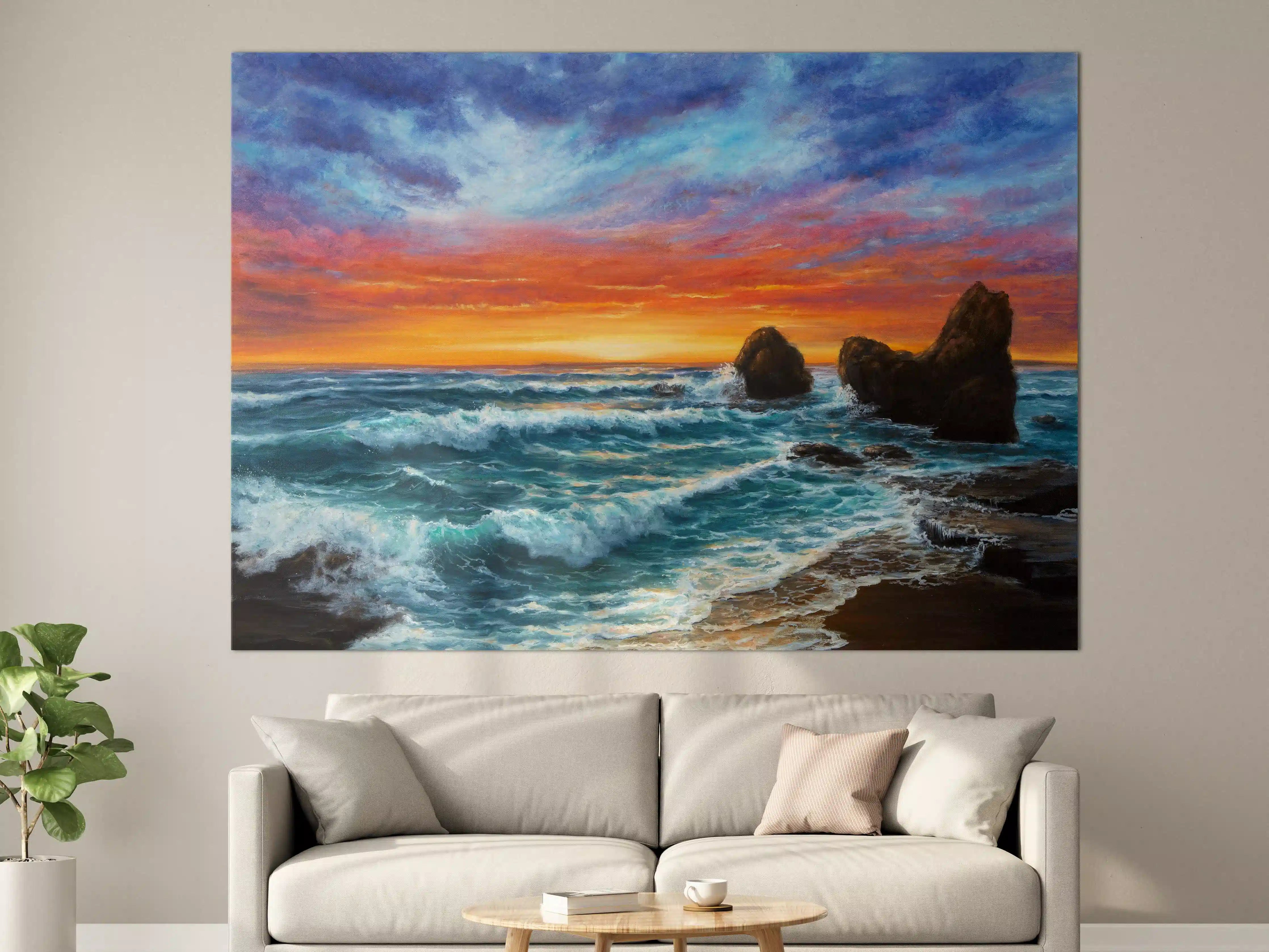 Große Wandbilder - Dramatischer Sonnenuntergang am Meer