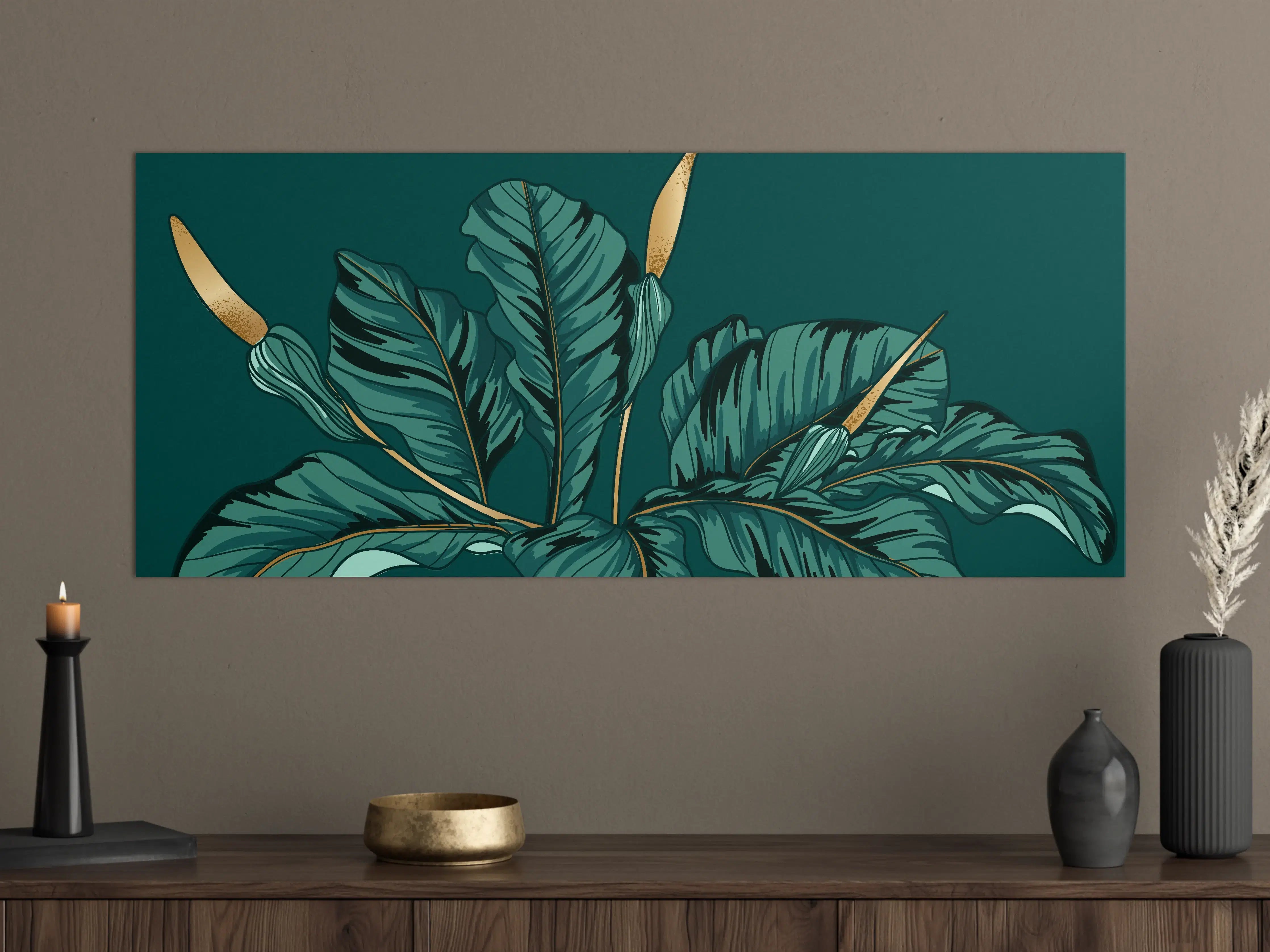 Große Wandbilder - Dschungel-Grün-Blatt-Design